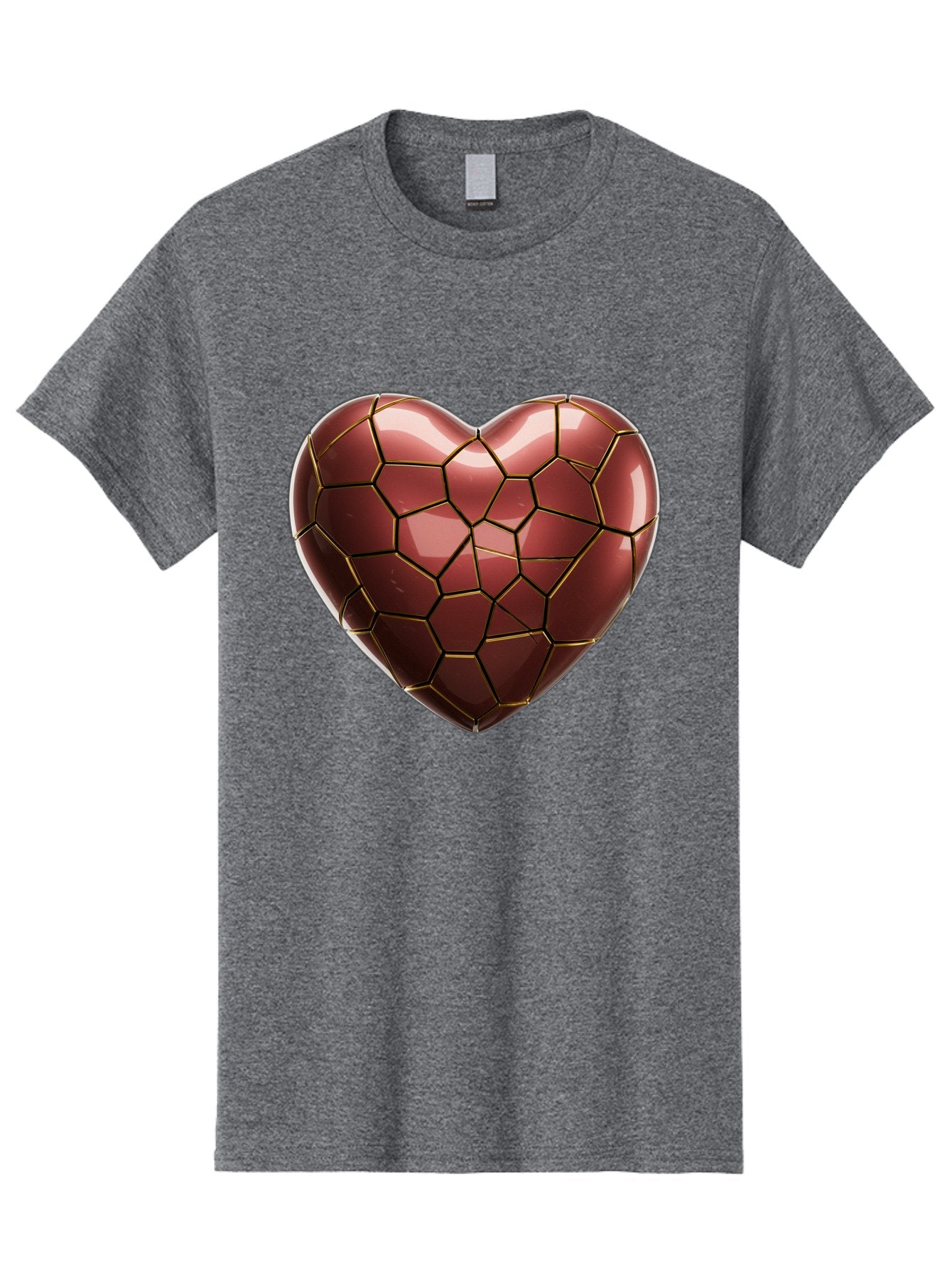 Cracked-Heart Men'S Graphic Tee, 100% Cotton, Comfortable Casual Summer Wear, Machine Washable, Mosaic Heart, Red Heart, Geometric Pattern, Cracked Heart, Love Symbol, Broken Heart, Heart Art, Valentines Day, Mosaic Art, Red Mosaic, Bae016 8