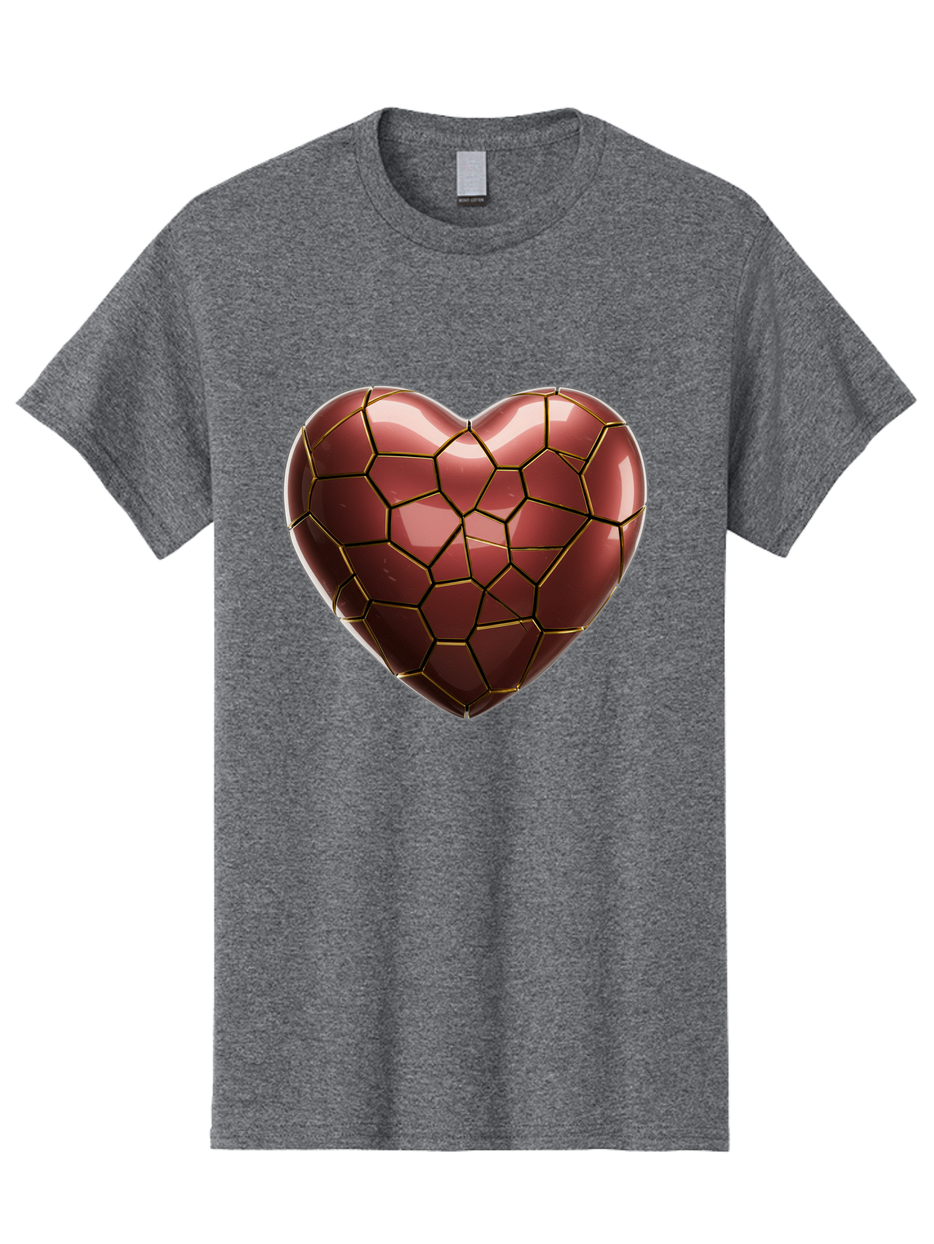 Cracked-Heart Men'S Graphic Tee, 100% Cotton, Comfortable Casual Summer Wear, Machine Washable, Mosaic Heart, Red Heart, Geometric Pattern, Cracked Heart, Love Symbol, Broken Heart, Heart Art, Valentines Day, Mosaic Art, Red Mosaic, Bae016 6