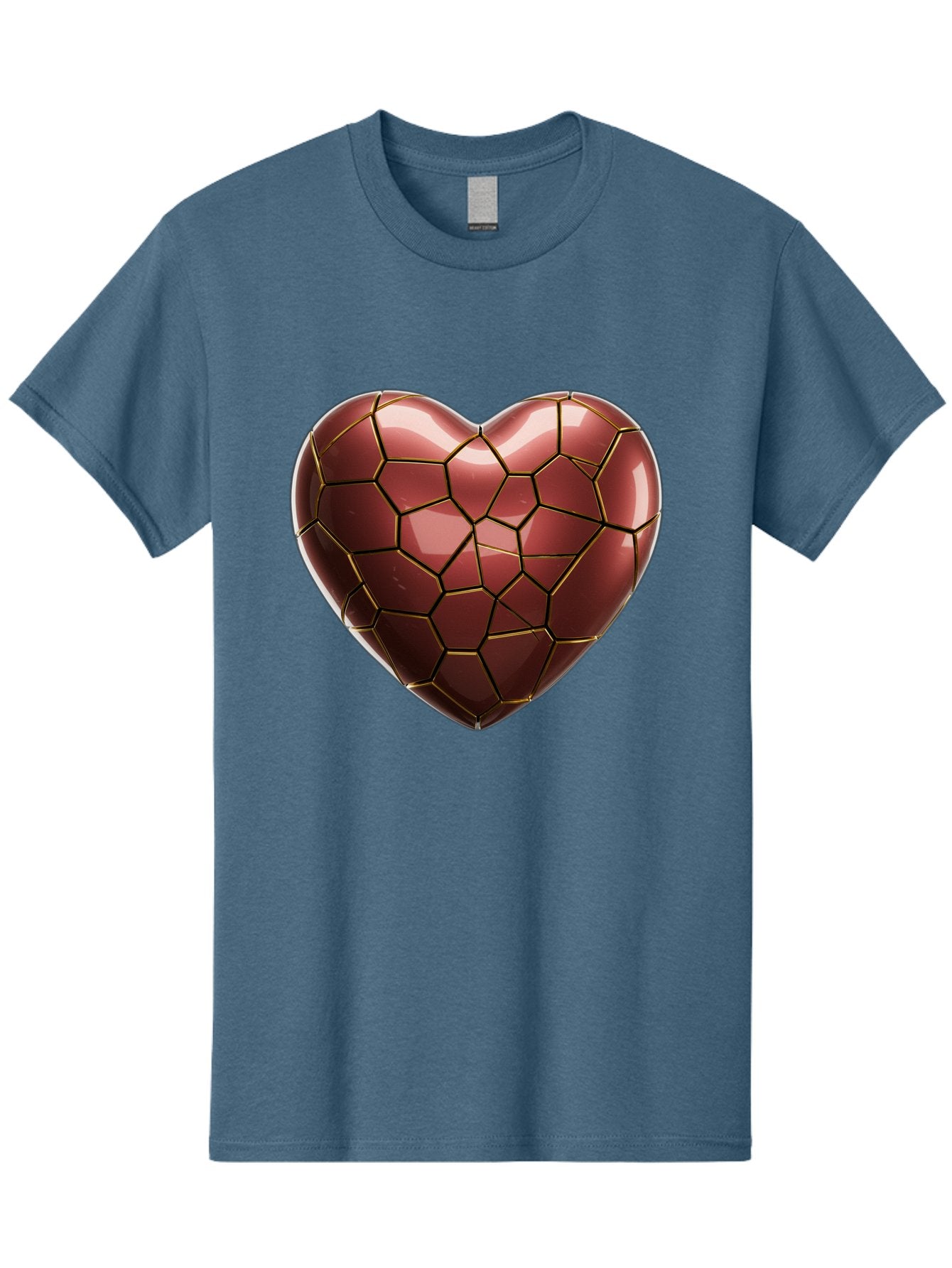 Cracked-Heart Men'S Graphic Tee, 100% Cotton, Comfortable Casual Summer Wear, Machine Washable, Mosaic Heart, Red Heart, Geometric Pattern, Cracked Heart, Love Symbol, Broken Heart, Heart Art, Valentines Day, Mosaic Art, Red Mosaic, Bae016 13