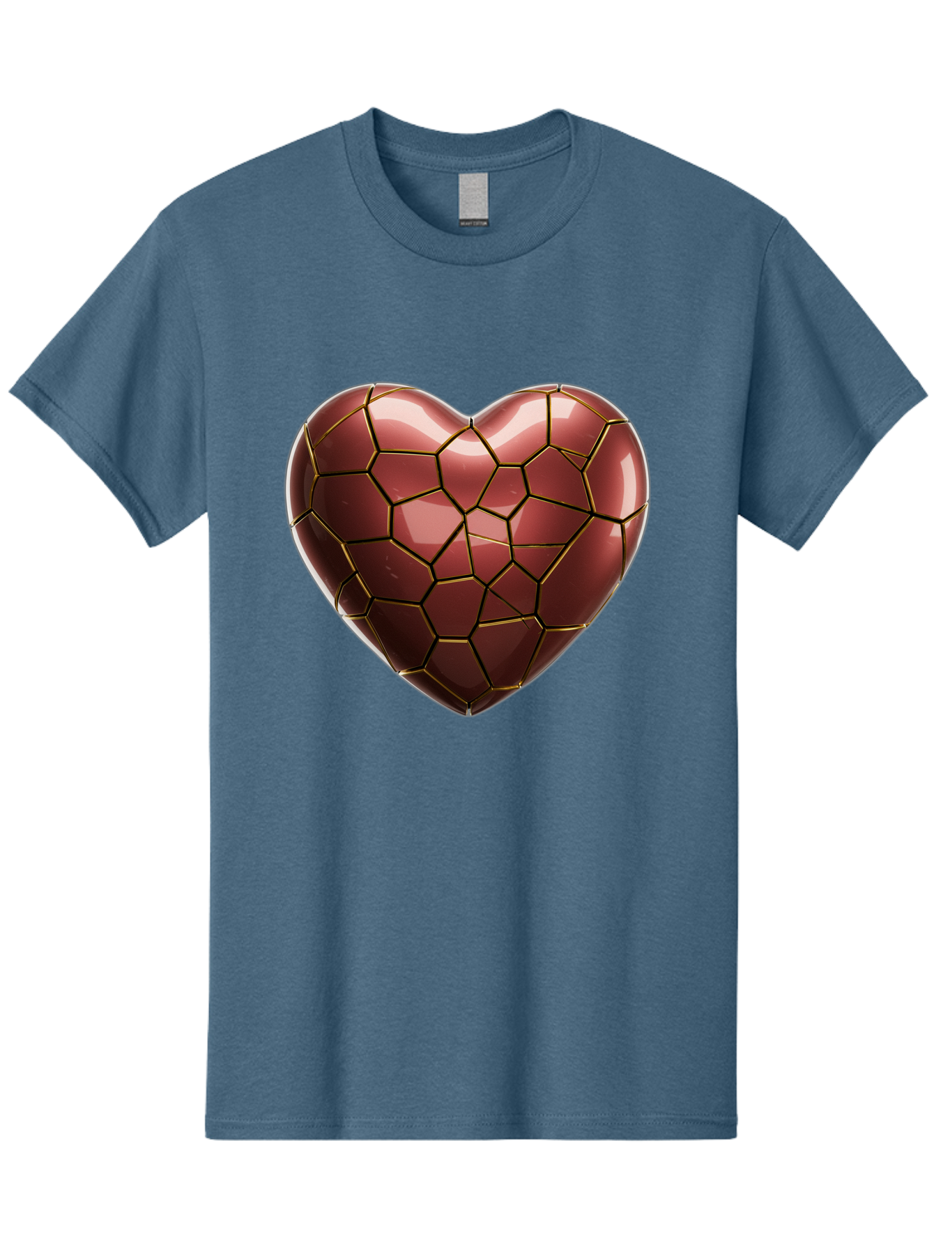 Cracked-Heart Men'S Graphic Tee, 100% Cotton, Comfortable Casual Summer Wear, Machine Washable, Mosaic Heart, Red Heart, Geometric Pattern, Cracked Heart, Love Symbol, Broken Heart, Heart Art, Valentines Day, Mosaic Art, Red Mosaic, Bae016 15