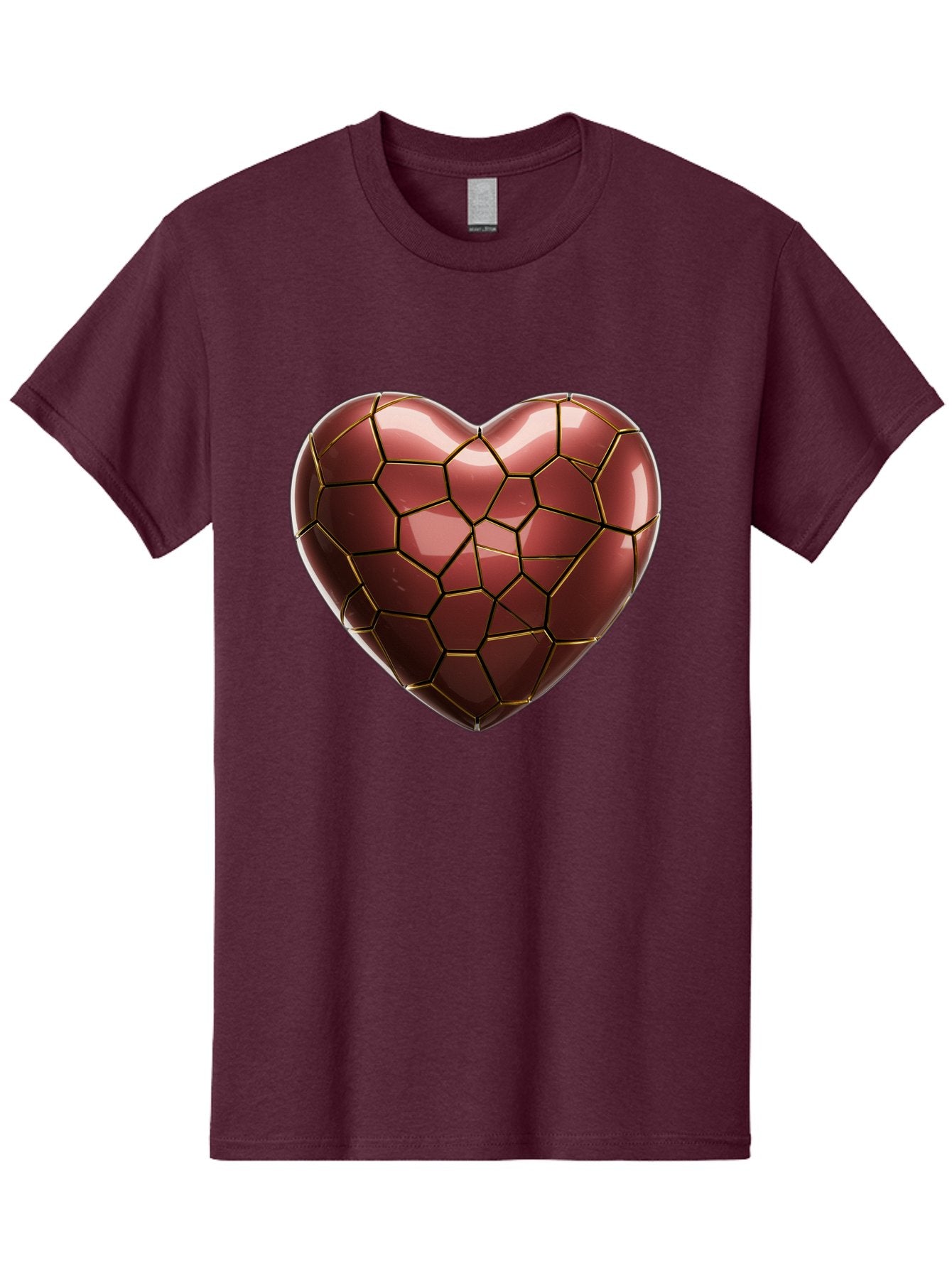 Cracked-Heart Men'S Graphic Tee, 100% Cotton, Comfortable Casual Summer Wear, Machine Washable, Mosaic Heart, Red Heart, Geometric Pattern, Cracked Heart, Love Symbol, Broken Heart, Heart Art, Valentines Day, Mosaic Art, Red Mosaic, Bae016 10
