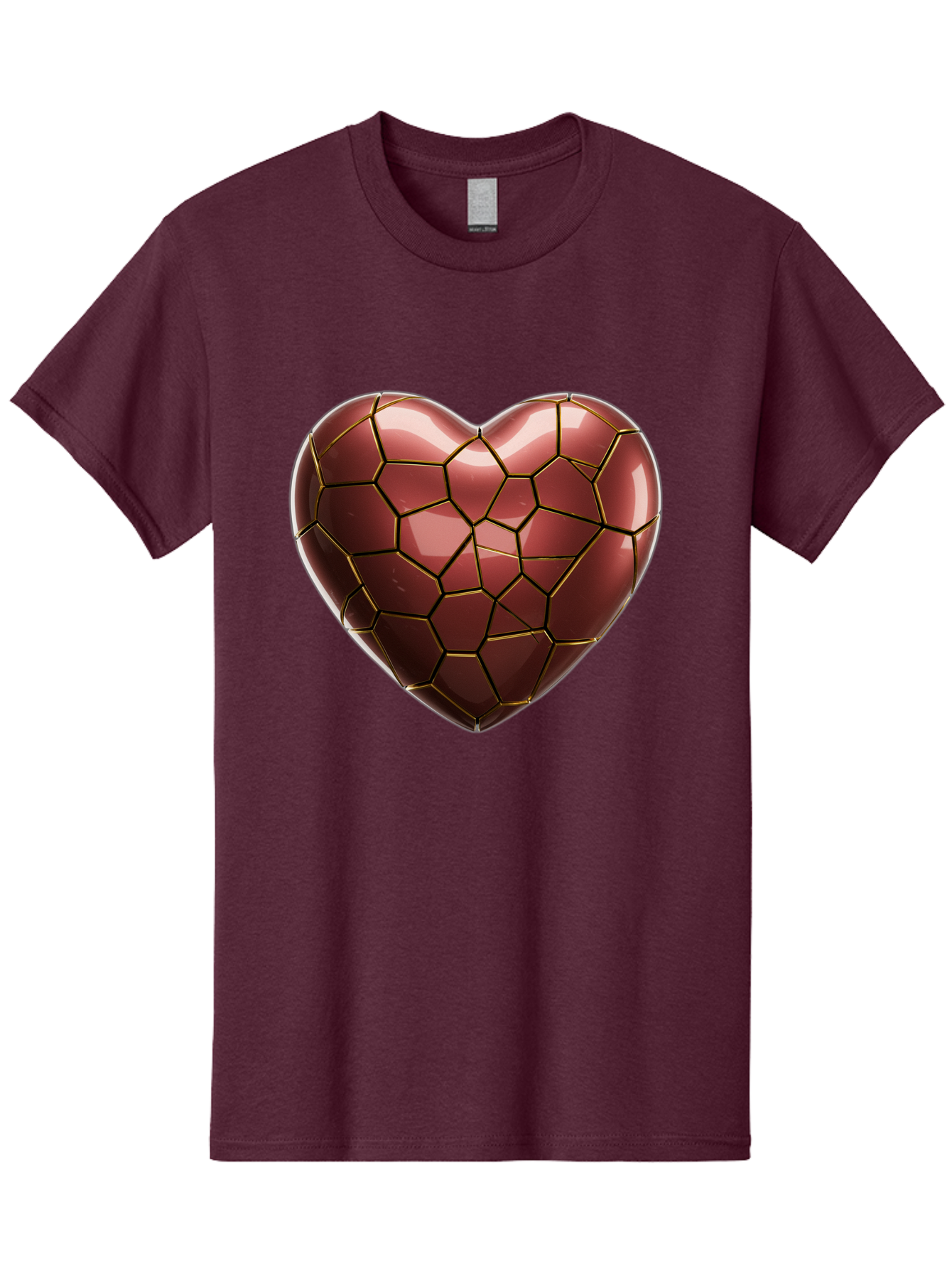 Cracked-Heart Men'S Graphic Tee, 100% Cotton, Comfortable Casual Summer Wear, Machine Washable, Mosaic Heart, Red Heart, Geometric Pattern, Cracked Heart, Love Symbol, Broken Heart, Heart Art, Valentines Day, Mosaic Art, Red Mosaic, Bae016 14