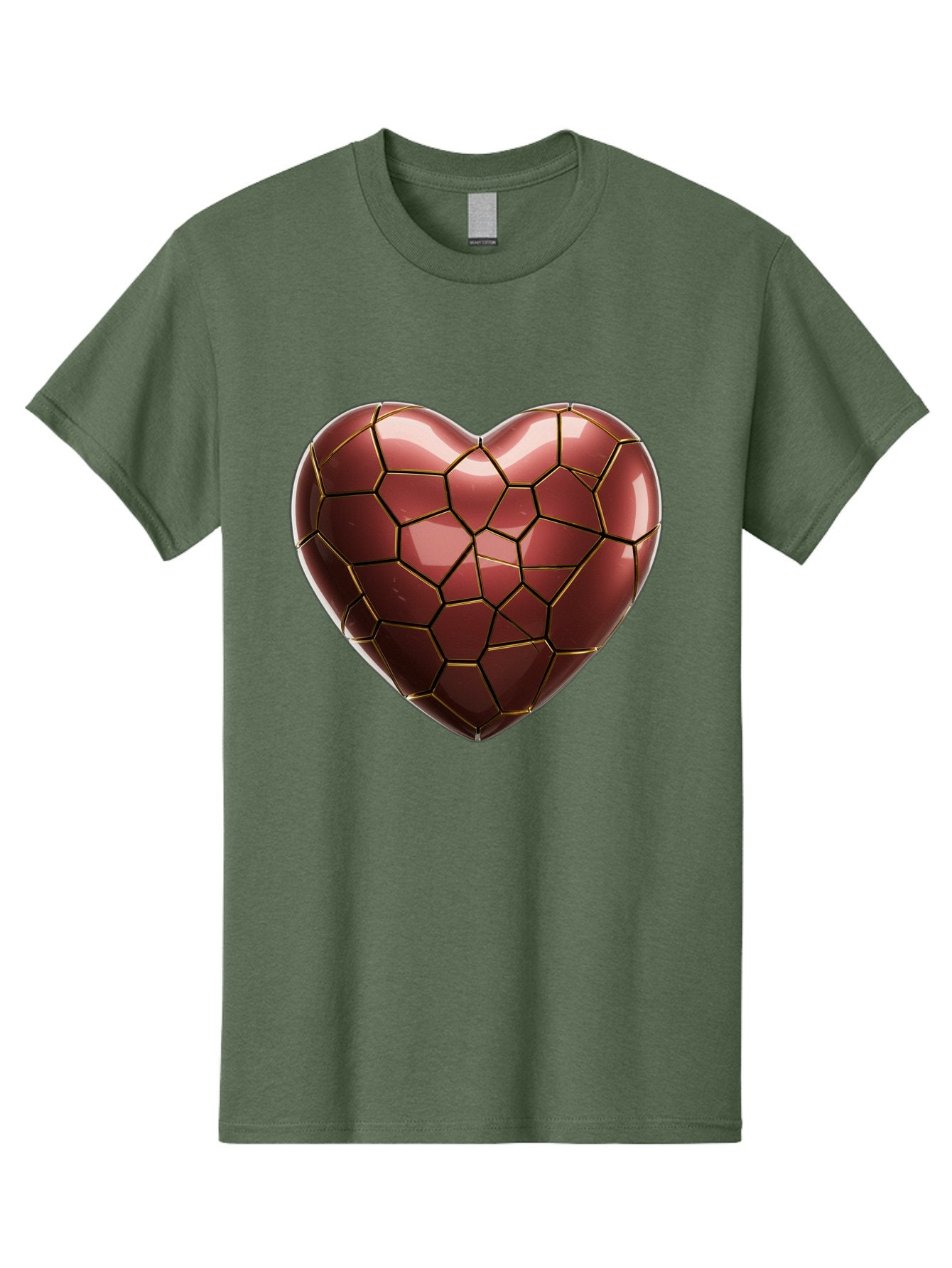 Cracked-Heart Men'S Graphic Tee, 100% Cotton, Comfortable Casual Summer Wear, Machine Washable, Mosaic Heart, Red Heart, Geometric Pattern, Cracked Heart, Love Symbol, Broken Heart, Heart Art, Valentines Day, Mosaic Art, Red Mosaic, Bae016 6