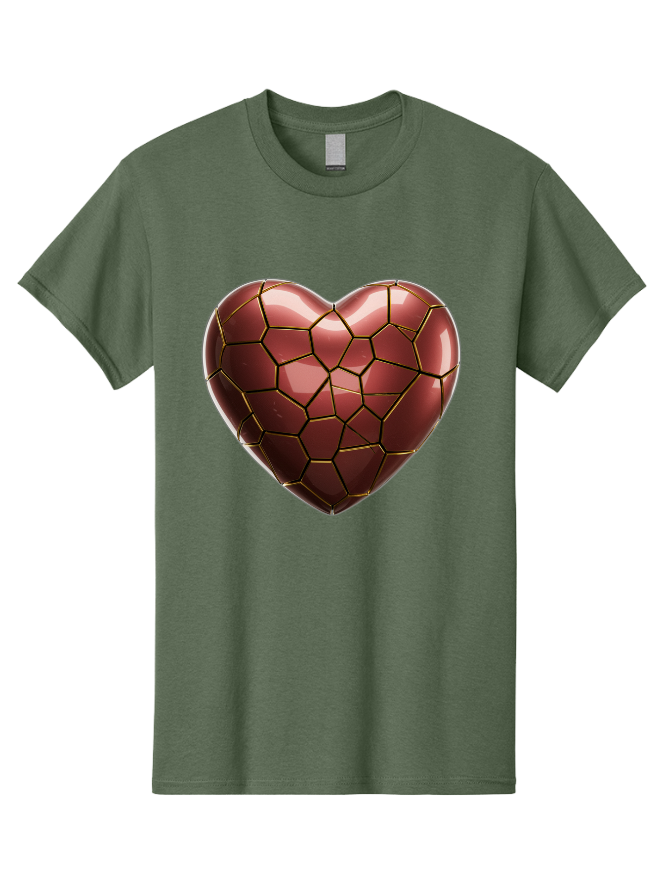 Cracked-Heart Men'S Graphic Tee, 100% Cotton, Comfortable Casual Summer Wear, Machine Washable, Mosaic Heart, Red Heart, Geometric Pattern, Cracked Heart, Love Symbol, Broken Heart, Heart Art, Valentines Day, Mosaic Art, Red Mosaic, Bae016 7