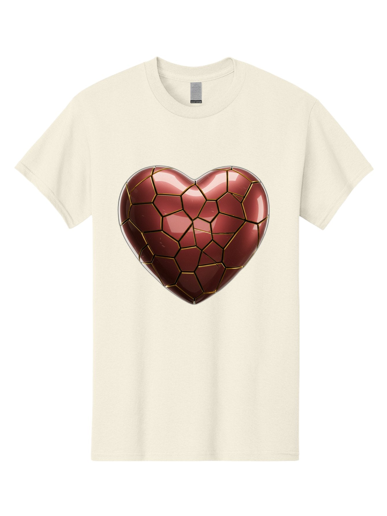 Cracked-Heart Men'S Graphic Tee, 100% Cotton, Comfortable Casual Summer Wear, Machine Washable, Mosaic Heart, Red Heart, Geometric Pattern, Cracked Heart, Love Symbol, Broken Heart, Heart Art, Valentines Day, Mosaic Art, Red Mosaic, Bae016 4