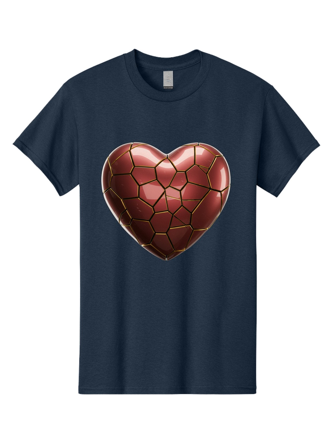 Cracked-Heart Men'S Graphic Tee, 100% Cotton, Comfortable Casual Summer Wear, Machine Washable, Mosaic Heart, Red Heart, Geometric Pattern, Cracked Heart, Love Symbol, Broken Heart, Heart Art, Valentines Day, Mosaic Art, Red Mosaic, Bae016 11