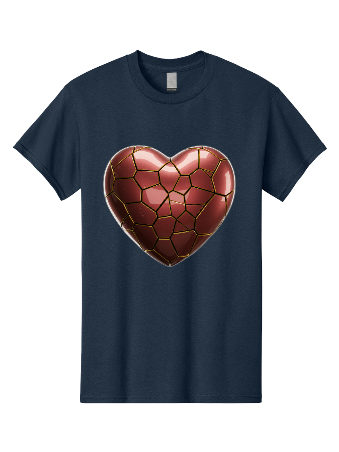 Cracked-Heart Men'S Graphic Tee, 100% Cotton, Comfortable Casual Summer Wear, Machine Washable, Mosaic Heart, Red Heart, Geometric Pattern, Cracked Heart, Love Symbol, Broken Heart, Heart Art, Valentines Day, Mosaic Art, Red Mosaic, Bae016 4