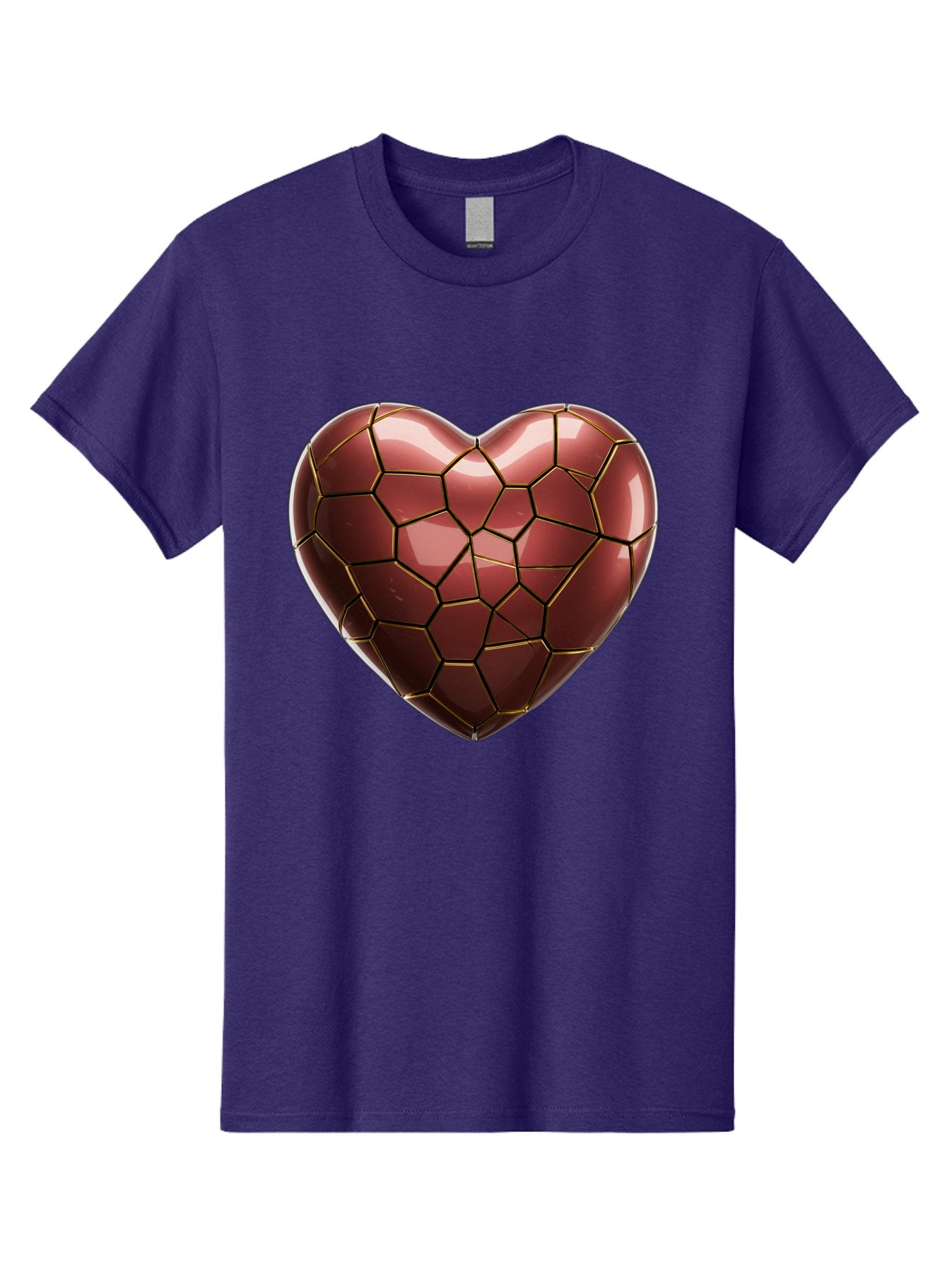 Cracked-Heart Men'S Graphic Tee, 100% Cotton, Comfortable Casual Summer Wear, Machine Washable, Mosaic Heart, Red Heart, Geometric Pattern, Cracked Heart, Love Symbol, Broken Heart, Heart Art, Valentines Day, Mosaic Art, Red Mosaic, Bae016 5