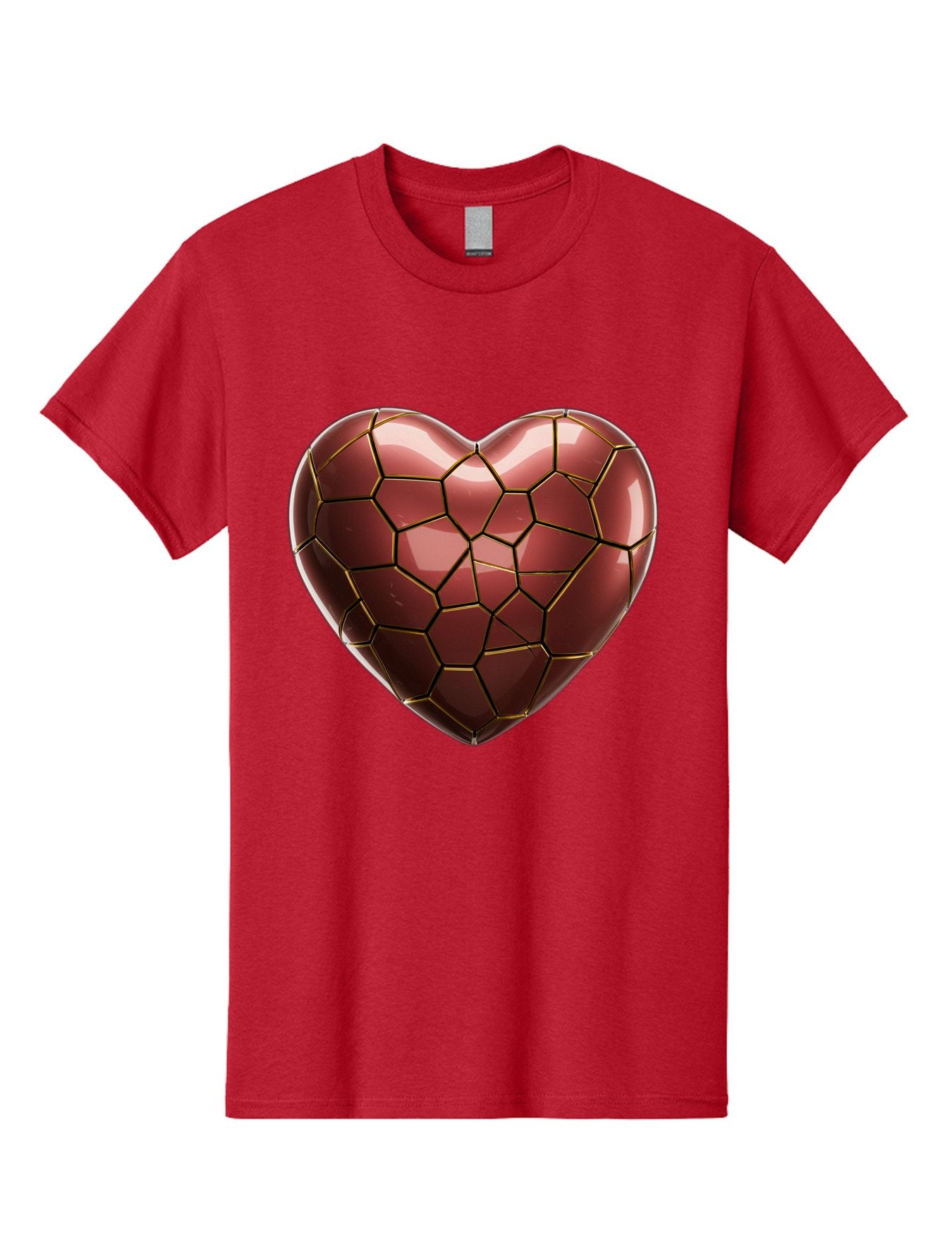Cracked-Heart Men'S Graphic Tee, 100% Cotton, Comfortable Casual Summer Wear, Machine Washable, Mosaic Heart, Red Heart, Geometric Pattern, Cracked Heart, Love Symbol, Broken Heart, Heart Art, Valentines Day, Mosaic Art, Red Mosaic, Bae016 7