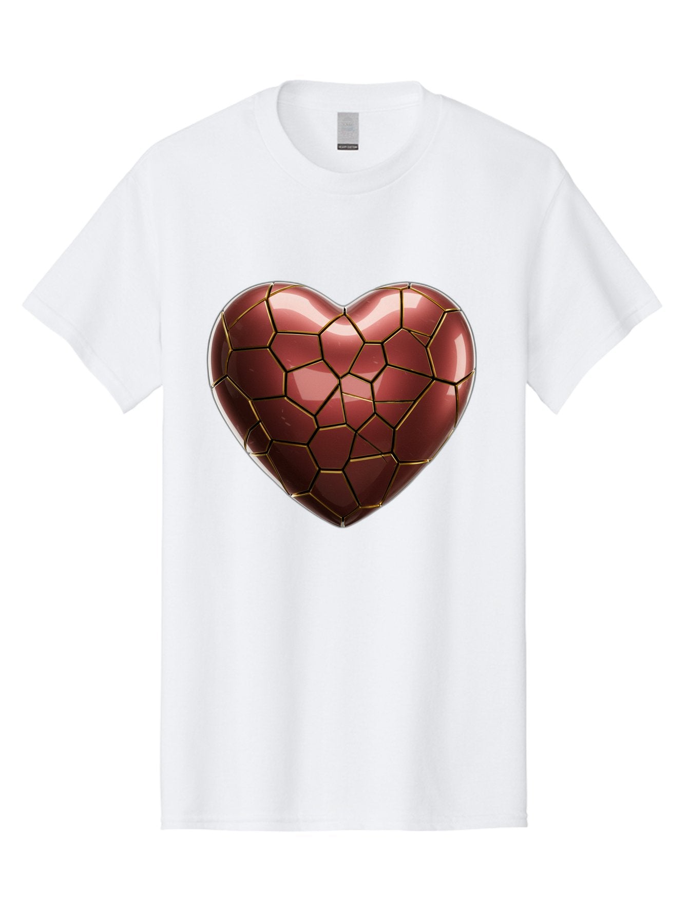 Cracked-Heart Men'S Graphic Tee, 100% Cotton, Comfortable Casual Summer Wear, Machine Washable, Mosaic Heart, Red Heart, Geometric Pattern, Cracked Heart, Love Symbol, Broken Heart, Heart Art, Valentines Day, Mosaic Art, Red Mosaic, Bae016 12