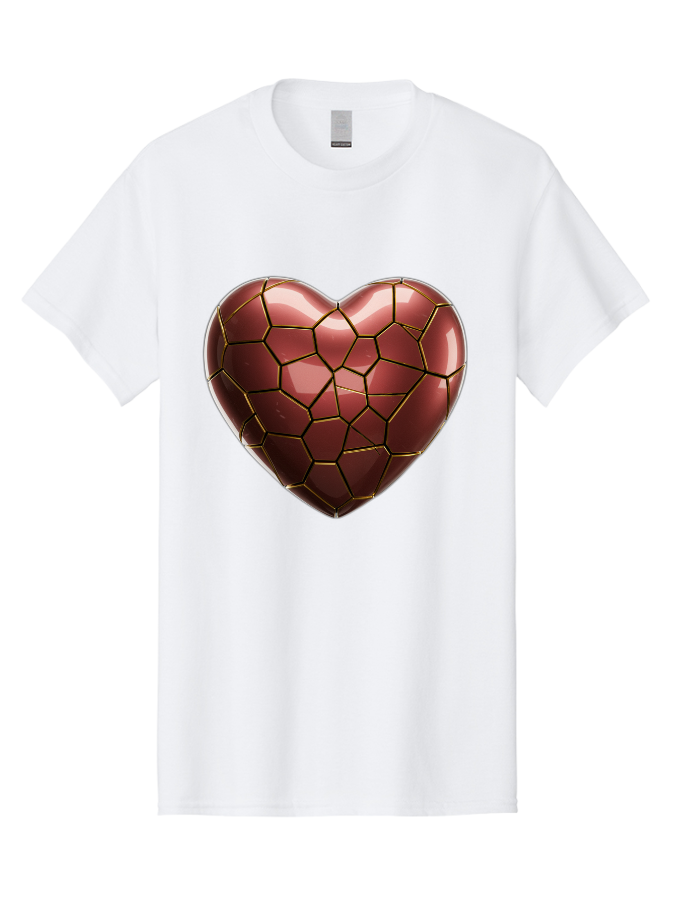Cracked-Heart Men'S Graphic Tee, 100% Cotton, Comfortable Casual Summer Wear, Machine Washable, Mosaic Heart, Red Heart, Geometric Pattern, Cracked Heart, Love Symbol, Broken Heart, Heart Art, Valentines Day, Mosaic Art, Red Mosaic, Bae016 3