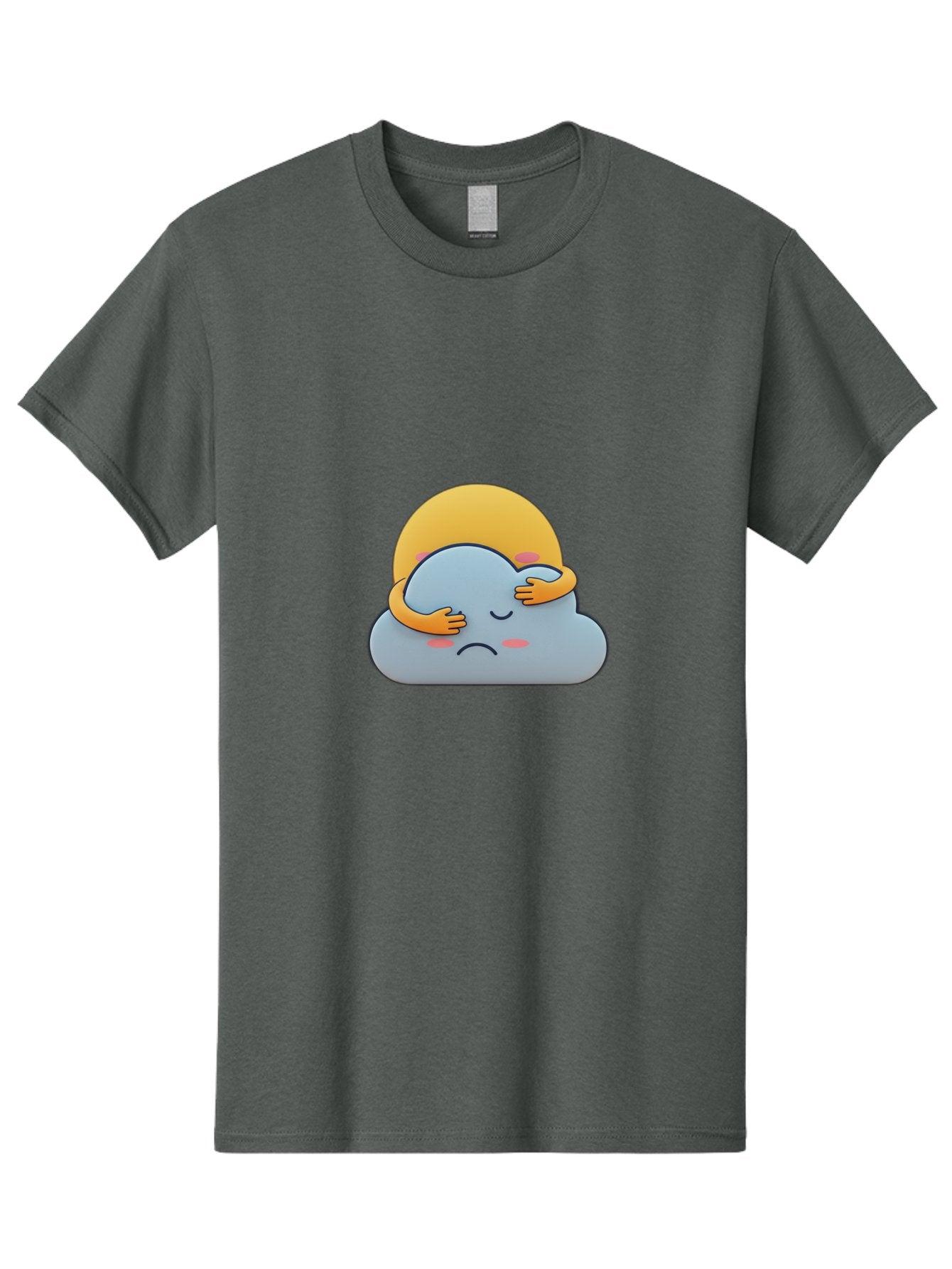 Crying-Cloud Men'S Graphic Tee, 100% Cotton, Comfortable Casual Summer Wear, Machine Washable, Sad Cloud, Unhappy Weather, Emotional Weather, Humanized Cloud, Kawaii Art, Cartoon Character, Weather Emoticon, Adorable Illustration, Cute Design Bae017 12