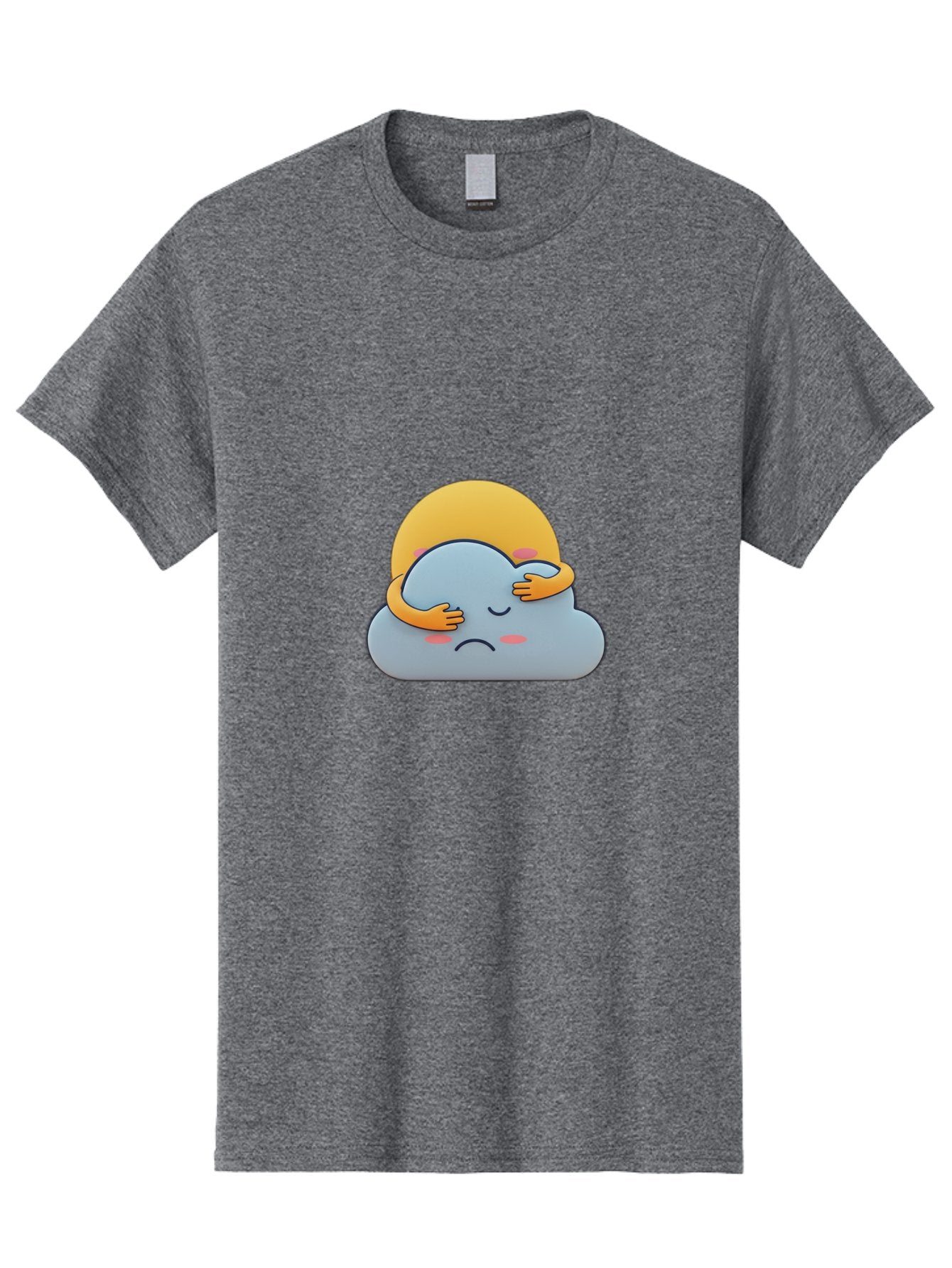 Crying-Cloud Men'S Graphic Tee, 100% Cotton, Comfortable Casual Summer Wear, Machine Washable, Sad Cloud, Unhappy Weather, Emotional Weather, Humanized Cloud, Kawaii Art, Cartoon Character, Weather Emoticon, Adorable Illustration, Cute Design Bae017