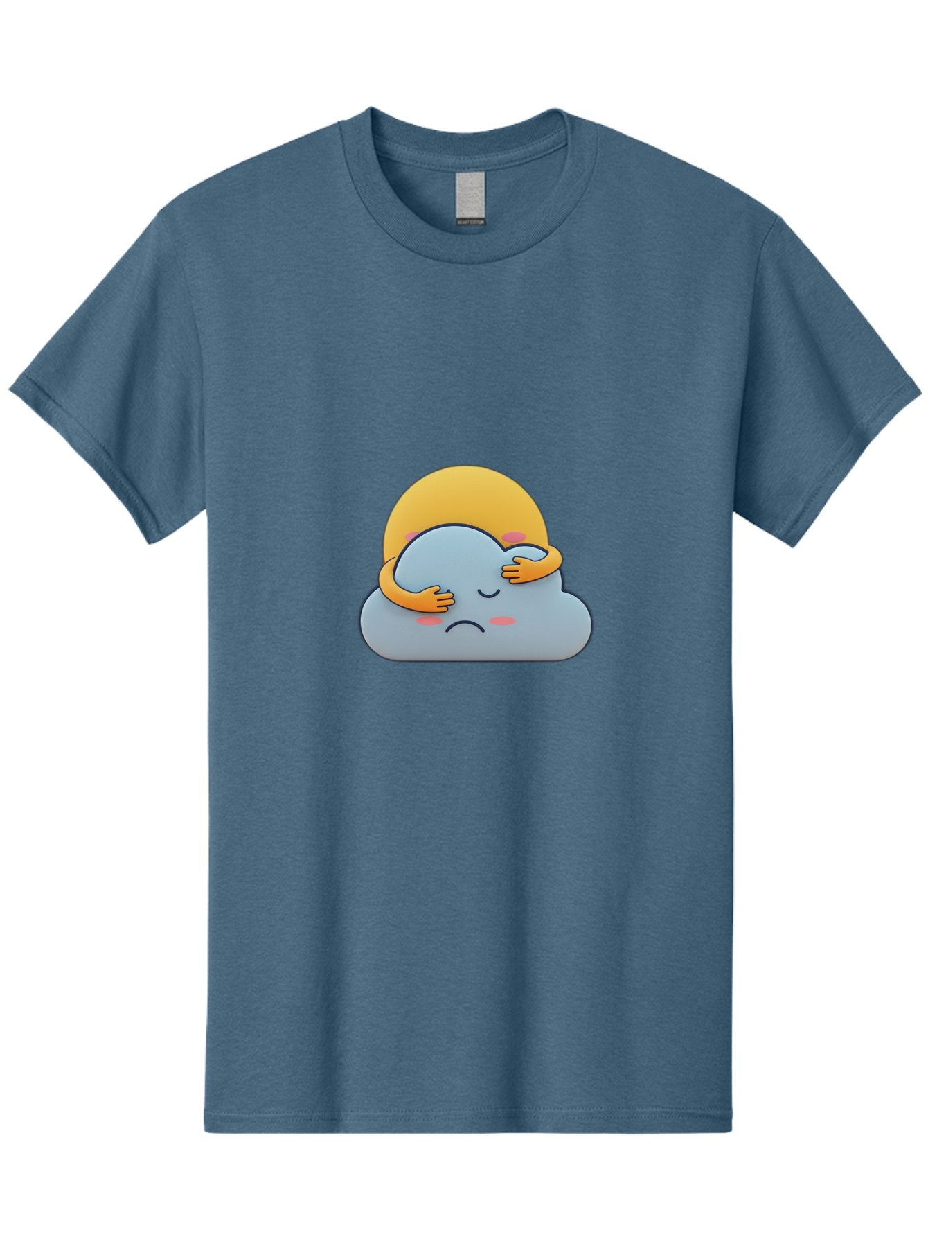 Crying-Cloud Men'S Graphic Tee, 100% Cotton, Comfortable Casual Summer Wear, Machine Washable, Sad Cloud, Unhappy Weather, Emotional Weather, Humanized Cloud, Kawaii Art, Cartoon Character, Weather Emoticon, Adorable Illustration, Cute Design Bae017 4