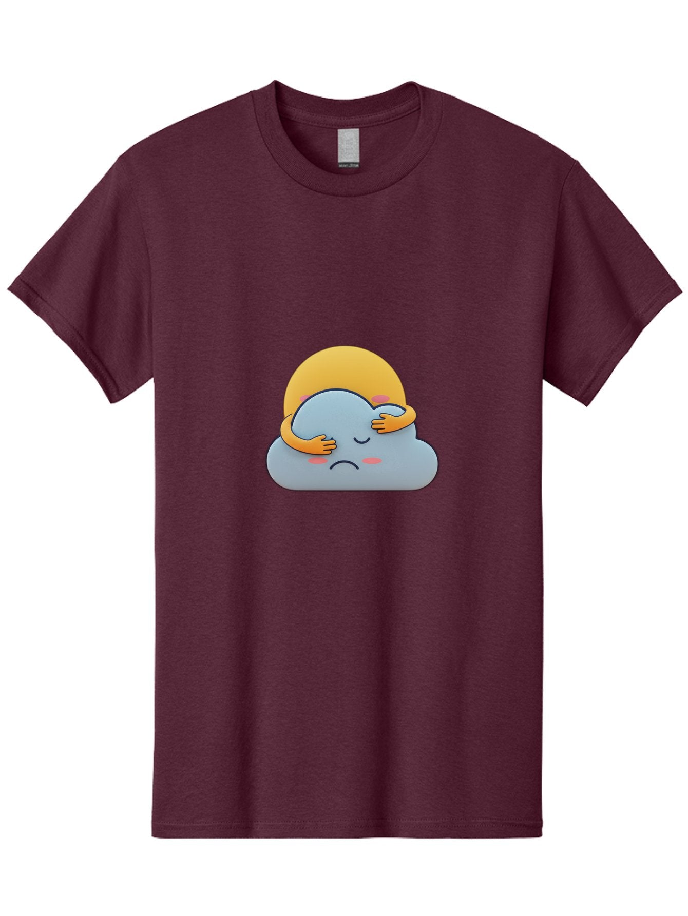 Crying-Cloud Men'S Graphic Tee, 100% Cotton, Comfortable Casual Summer Wear, Machine Washable, Sad Cloud, Unhappy Weather, Emotional Weather, Humanized Cloud, Kawaii Art, Cartoon Character, Weather Emoticon, Adorable Illustration, Cute Design Bae017 14