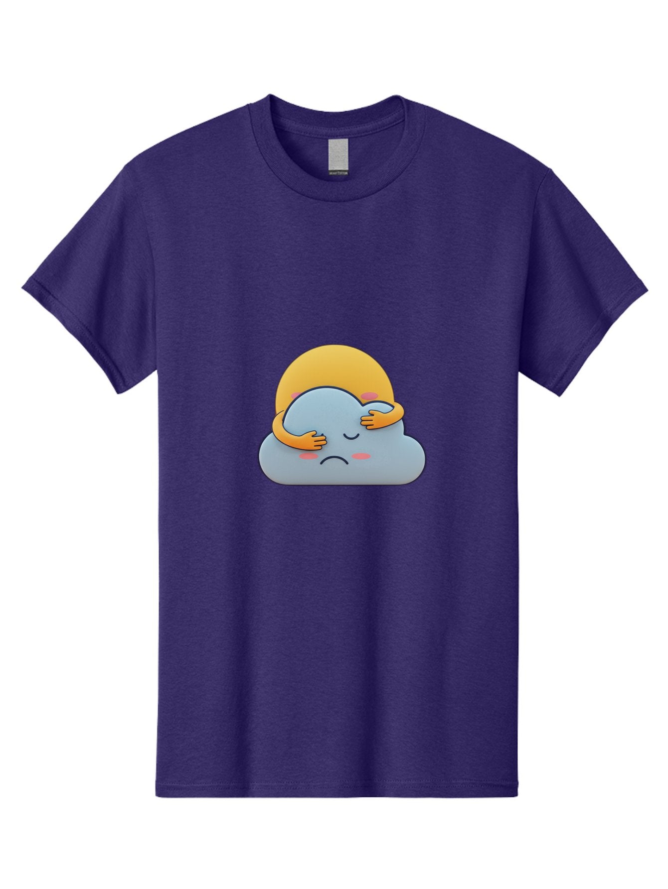 Crying-Cloud Men'S Graphic Tee, 100% Cotton, Comfortable Casual Summer Wear, Machine Washable, Sad Cloud, Unhappy Weather, Emotional Weather, Humanized Cloud, Kawaii Art, Cartoon Character, Weather Emoticon, Adorable Illustration, Cute Design Bae017