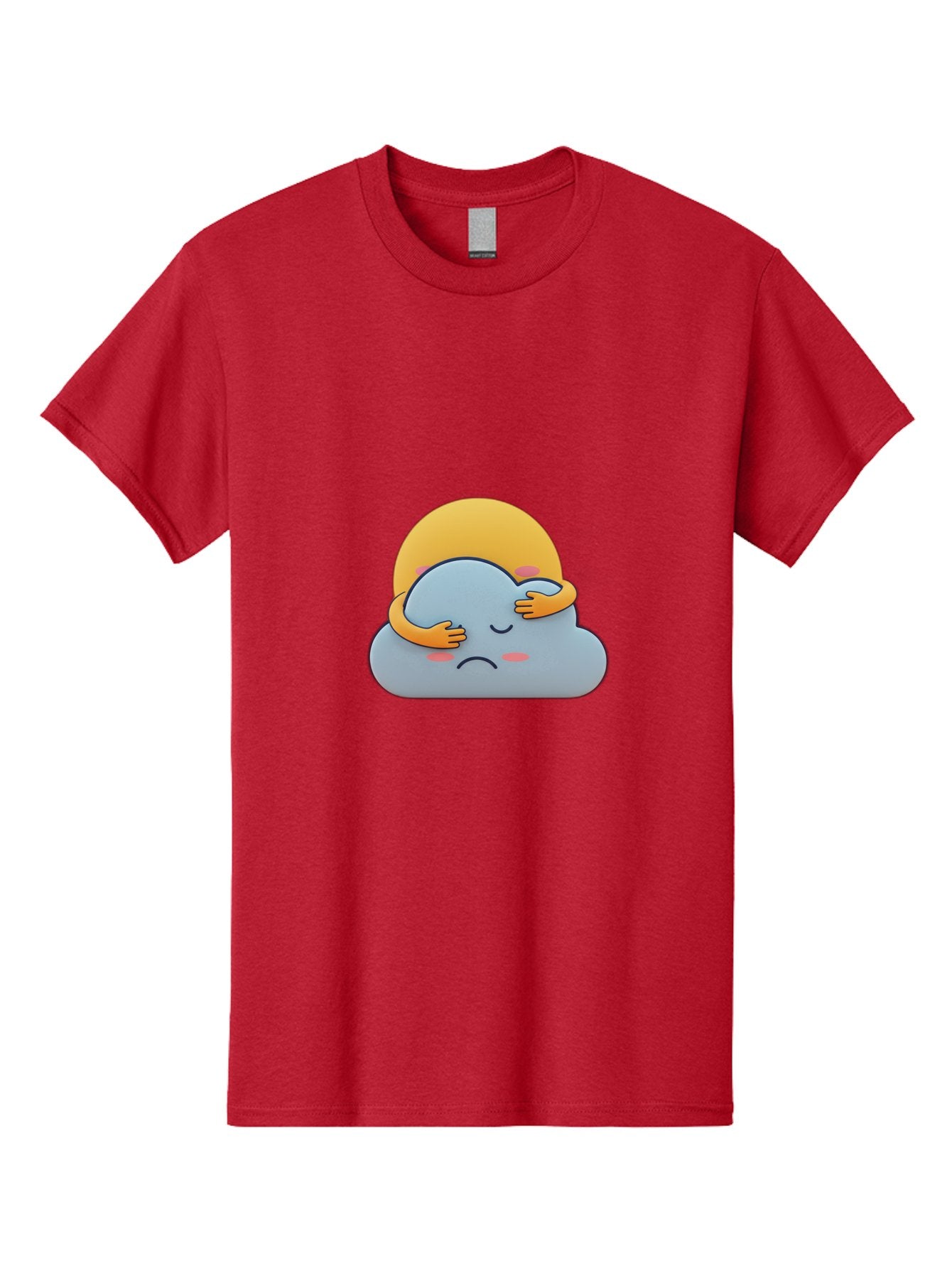 Crying-Cloud Men'S Graphic Tee, 100% Cotton, Comfortable Casual Summer Wear, Machine Washable, Sad Cloud, Unhappy Weather, Emotional Weather, Humanized Cloud, Kawaii Art, Cartoon Character, Weather Emoticon, Adorable Illustration, Cute Design Bae017 6