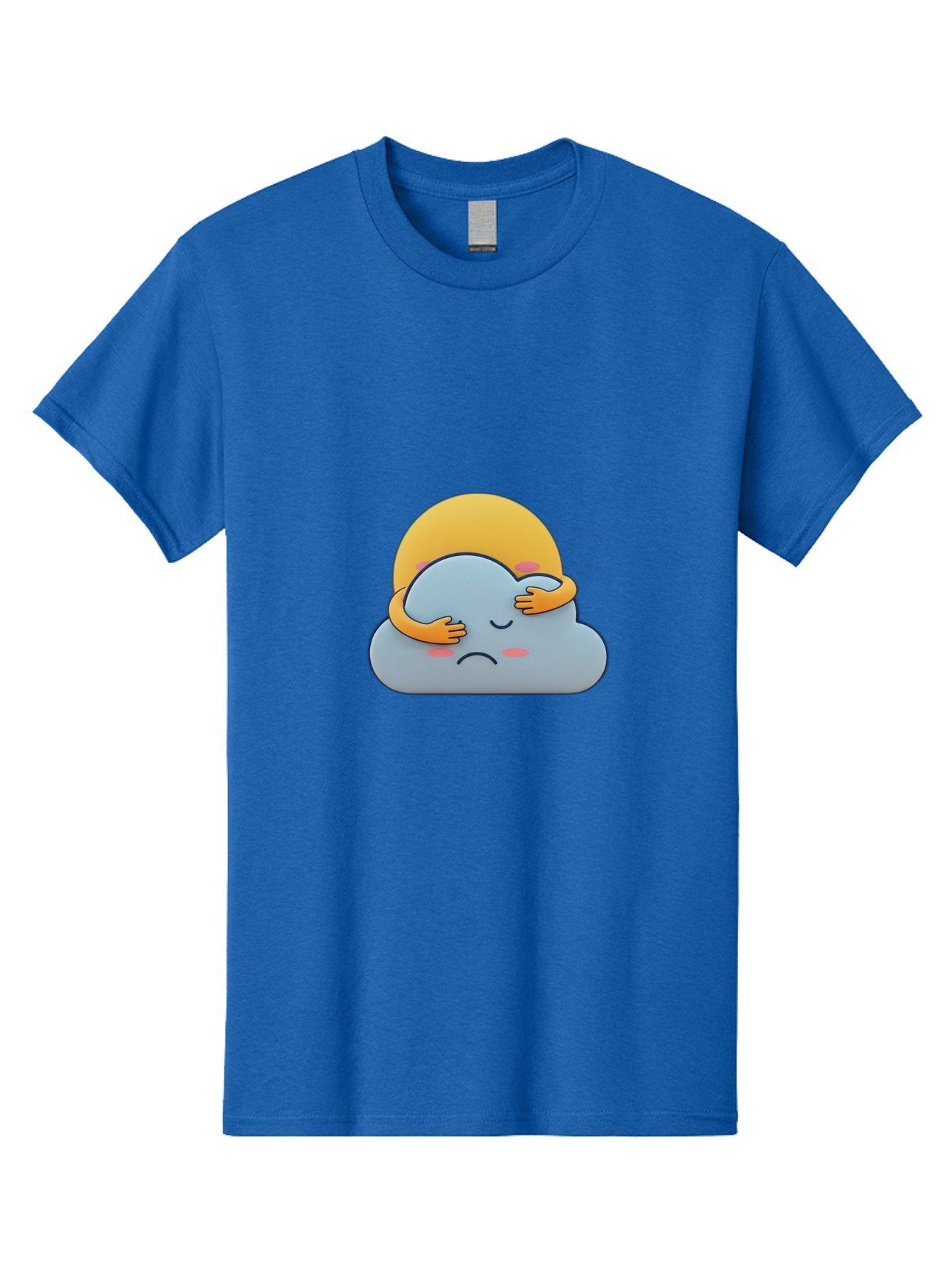 Crying-Cloud Men'S Graphic Tee, 100% Cotton, Comfortable Casual Summer Wear, Machine Washable, Sad Cloud, Unhappy Weather, Emotional Weather, Humanized Cloud, Kawaii Art, Cartoon Character, Weather Emoticon, Adorable Illustration, Cute Design Bae017 13