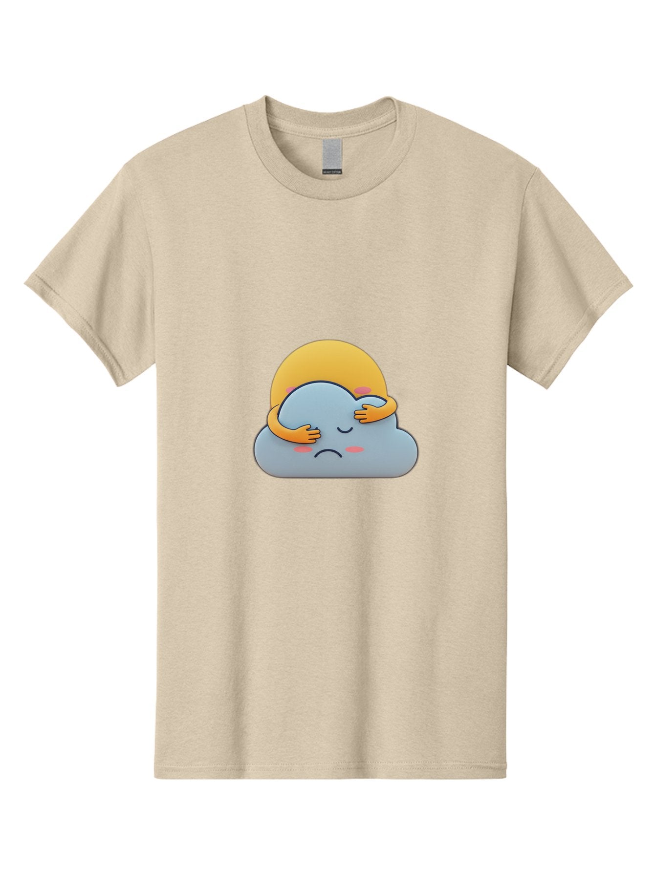 Crying-Cloud Men'S Graphic Tee, 100% Cotton, Comfortable Casual Summer Wear, Machine Washable, Sad Cloud, Unhappy Weather, Emotional Weather, Humanized Cloud, Kawaii Art, Cartoon Character, Weather Emoticon, Adorable Illustration, Cute Design Bae017 3
