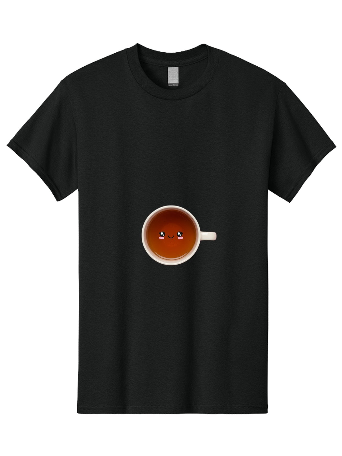 Cup-Of-Tea Men'S Graphic Tee, 100% Cotton, Comfortable Casual Summer Wear, Machine Washable, Cup Of Tea, Smiling Face, Cute Cartoon Character, Adorable Beverage, Relaxing Drink, Soothing Tea, Charming Mug, Kawaii Art Bae018