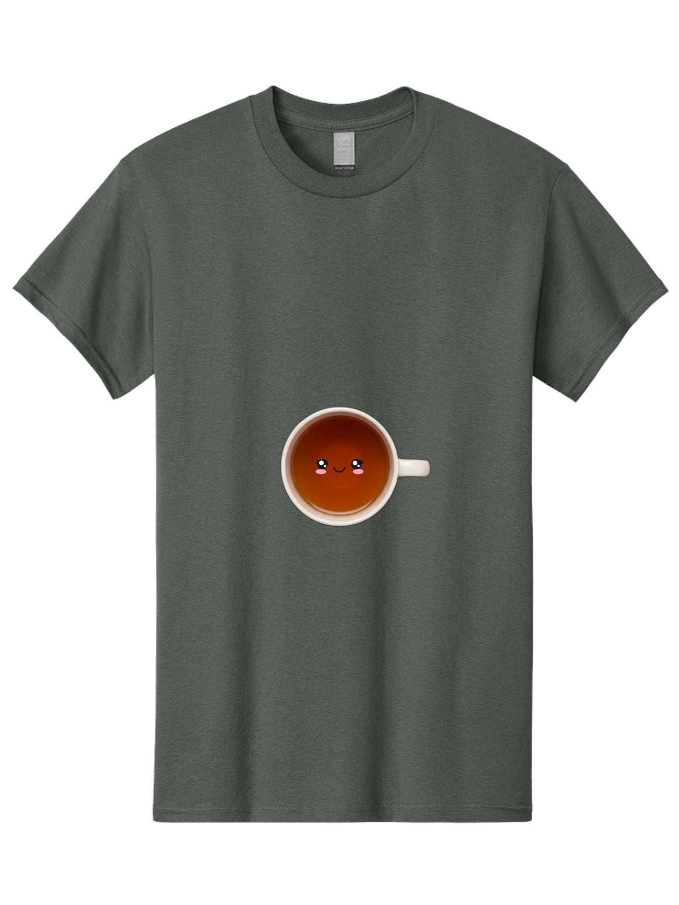 Cup-Of-Tea Men'S Graphic Tee, 100% Cotton, Comfortable Casual Summer Wear, Machine Washable, Cup Of Tea, Smiling Face, Cute Cartoon Character, Adorable Beverage, Relaxing Drink, Soothing Tea, Charming Mug, Kawaii Art Bae018