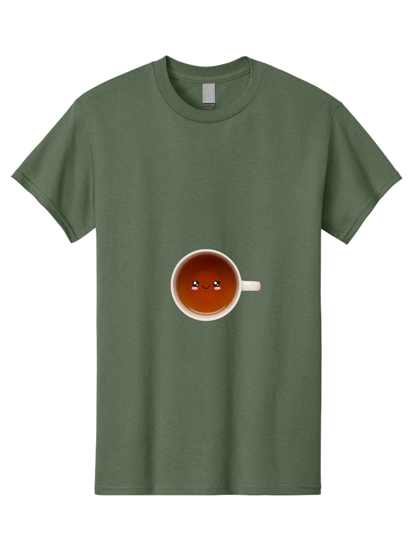 Cup-Of-Tea Men'S Graphic Tee, 100% Cotton, Comfortable Casual Summer Wear, Machine Washable, Cup Of Tea, Smiling Face, Cute Cartoon Character, Adorable Beverage, Relaxing Drink, Soothing Tea, Charming Mug, Kawaii Art Bae018 14
