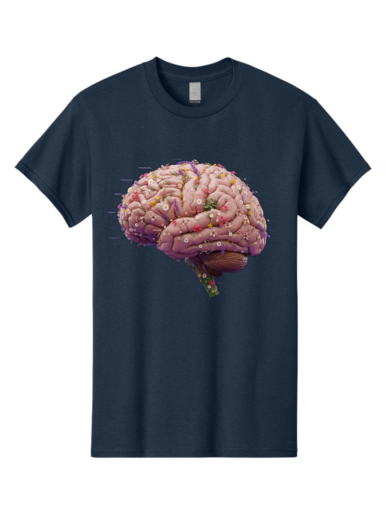 Floral-Brain-1 Men'S Graphic Tee, 100% Cotton, Comfortable Casual Summer Wear, Machine Washable, Human Brain, Flowers, Creativity, Inspiration, Imagination, Colorful, Vibrant, Brain Function, Neuroscience, Mental Health, Wellness Bae019 9