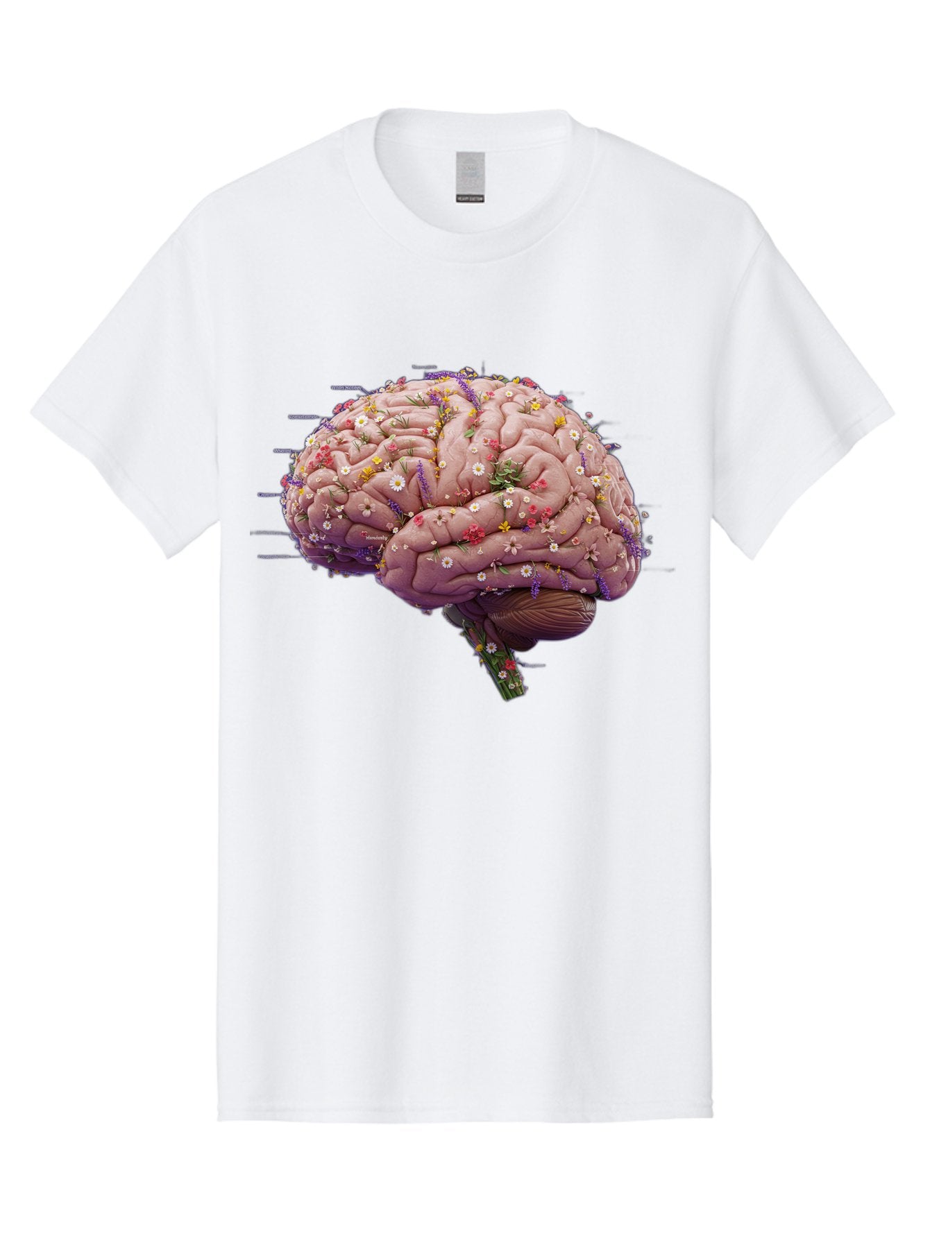 Floral-Brain-1 Men'S Graphic Tee, 100% Cotton, Comfortable Casual Summer Wear, Machine Washable, Human Brain, Flowers, Creativity, Inspiration, Imagination, Colorful, Vibrant, Brain Function, Neuroscience, Mental Health, Wellness Bae019 8