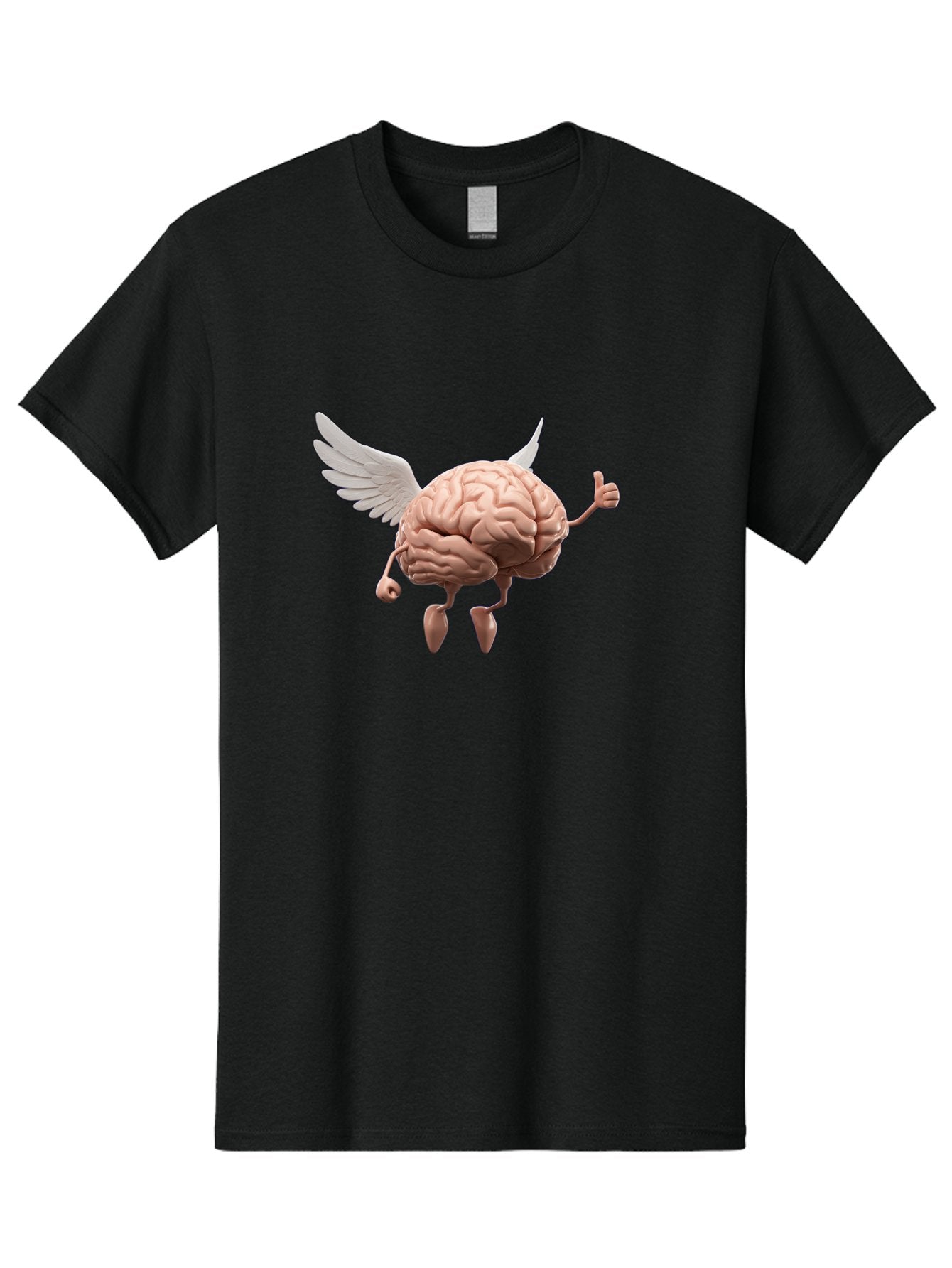 Flying-Brain Men'S Graphic Tee, 100% Cotton, Comfortable Casual Summer Wear, Machine Washable, Human Brain With Wings, Anthropomorphic Brain, Thumbs Up Gesture, Digital Art, Cartoon Style, Creative Illustration, Winged Brain, Brain With Horns Bae021 6