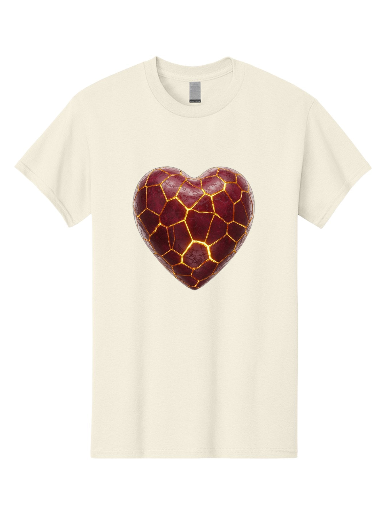 Glowing-Heart-Mosaic Men'S Graphic Tee, 100% Cotton, Comfortable Casual Summer Wear, Machine Washable, Heart Shape, Cracked Surface, Golden Veins, Love Symbol, Abstract Design, Fractured Heart, Emotional Representation, Unique Texture, Bae022 9