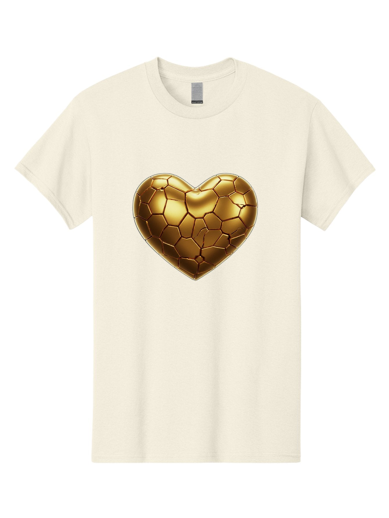 Golden-Heart-1 Men'S Graphic Tee, 100% Cotton, Comfortable Casual Summer Wear, Machine Washable, Shiny Gold Heart, Cracked Surface, Metallic Texture, Valentines Day Symbol, Love Icon, Golden Love, Heart Shape, Luxury Design Bae024 9
