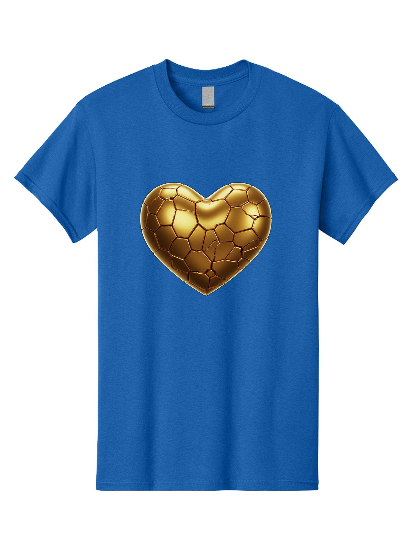 Golden-Heart-1 Men'S Graphic Tee, 100% Cotton, Comfortable Casual Summer Wear, Machine Washable, Shiny Gold Heart, Cracked Surface, Metallic Texture, Valentines Day Symbol, Love Icon, Golden Love, Heart Shape, Luxury Design Bae024 12