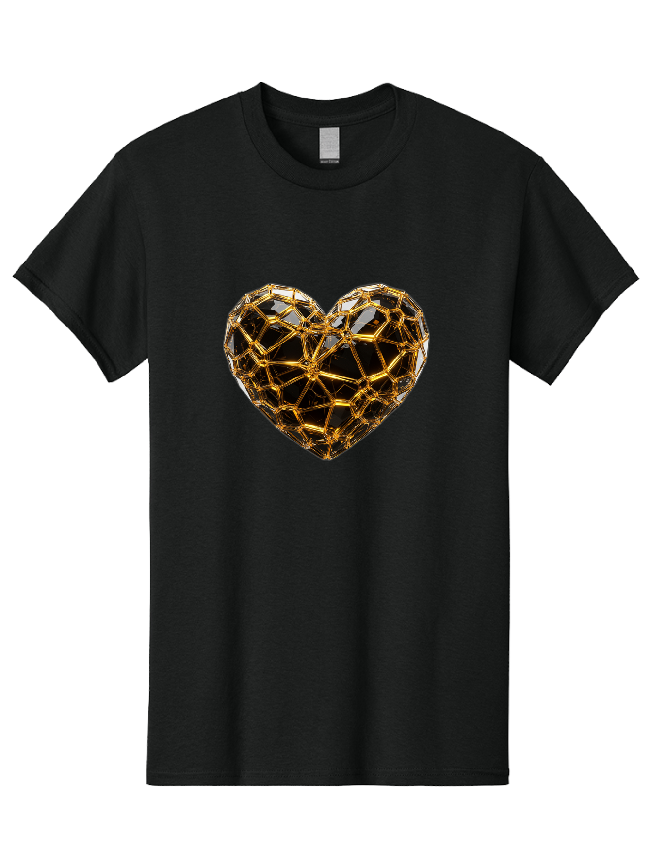Golden-Heart Men'S Graphic Tee, 100% Cotton, Comfortable Casual Summer Wear, Machine Washable, Golden Heart, 3D Heart, Geometric Pattern, Luxury Design, Valentines Day, Love Symbol, Abstract Art, Modern Decoration, Gold Texture Bae025 12
