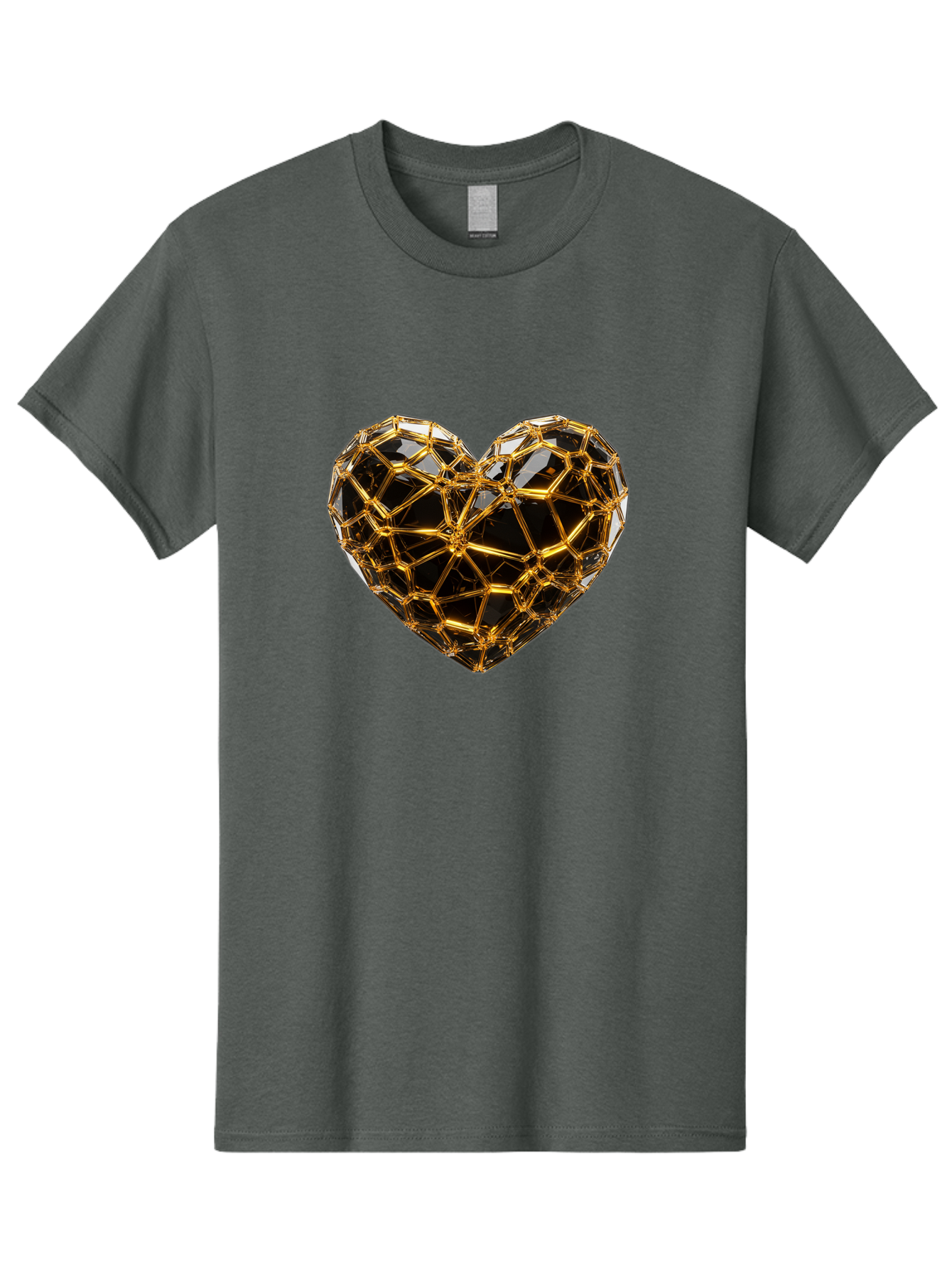 Golden-Heart Men'S Graphic Tee, 100% Cotton, Comfortable Casual Summer Wear, Machine Washable, Golden Heart, 3D Heart, Geometric Pattern, Luxury Design, Valentines Day, Love Symbol, Abstract Art, Modern Decoration, Gold Texture Bae025 9