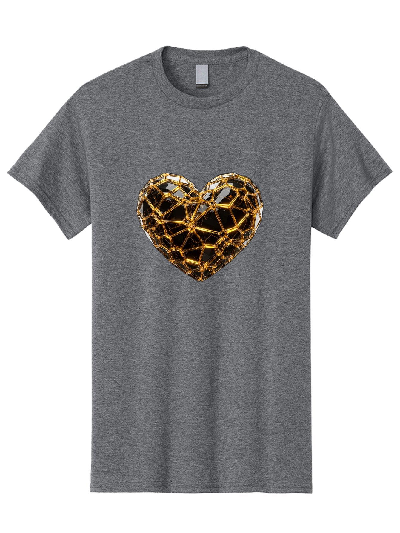 Golden-Heart Men'S Graphic Tee, 100% Cotton, Comfortable Casual Summer Wear, Machine Washable, Golden Heart, 3D Heart, Geometric Pattern, Luxury Design, Valentines Day, Love Symbol, Abstract Art, Modern Decoration, Gold Texture Bae025 10