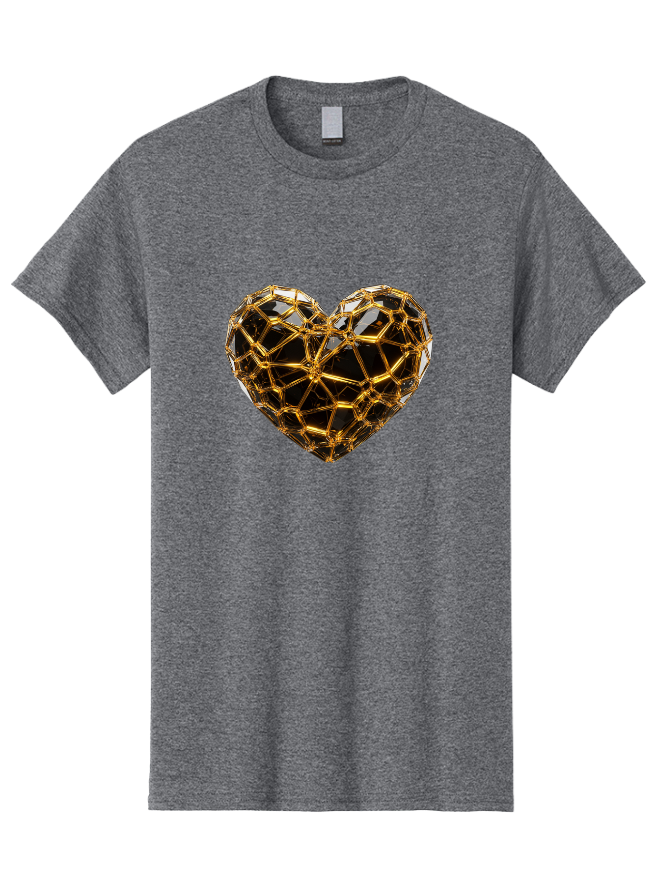 Golden-Heart Men'S Graphic Tee, 100% Cotton, Comfortable Casual Summer Wear, Machine Washable, Golden Heart, 3D Heart, Geometric Pattern, Luxury Design, Valentines Day, Love Symbol, Abstract Art, Modern Decoration, Gold Texture Bae025 14