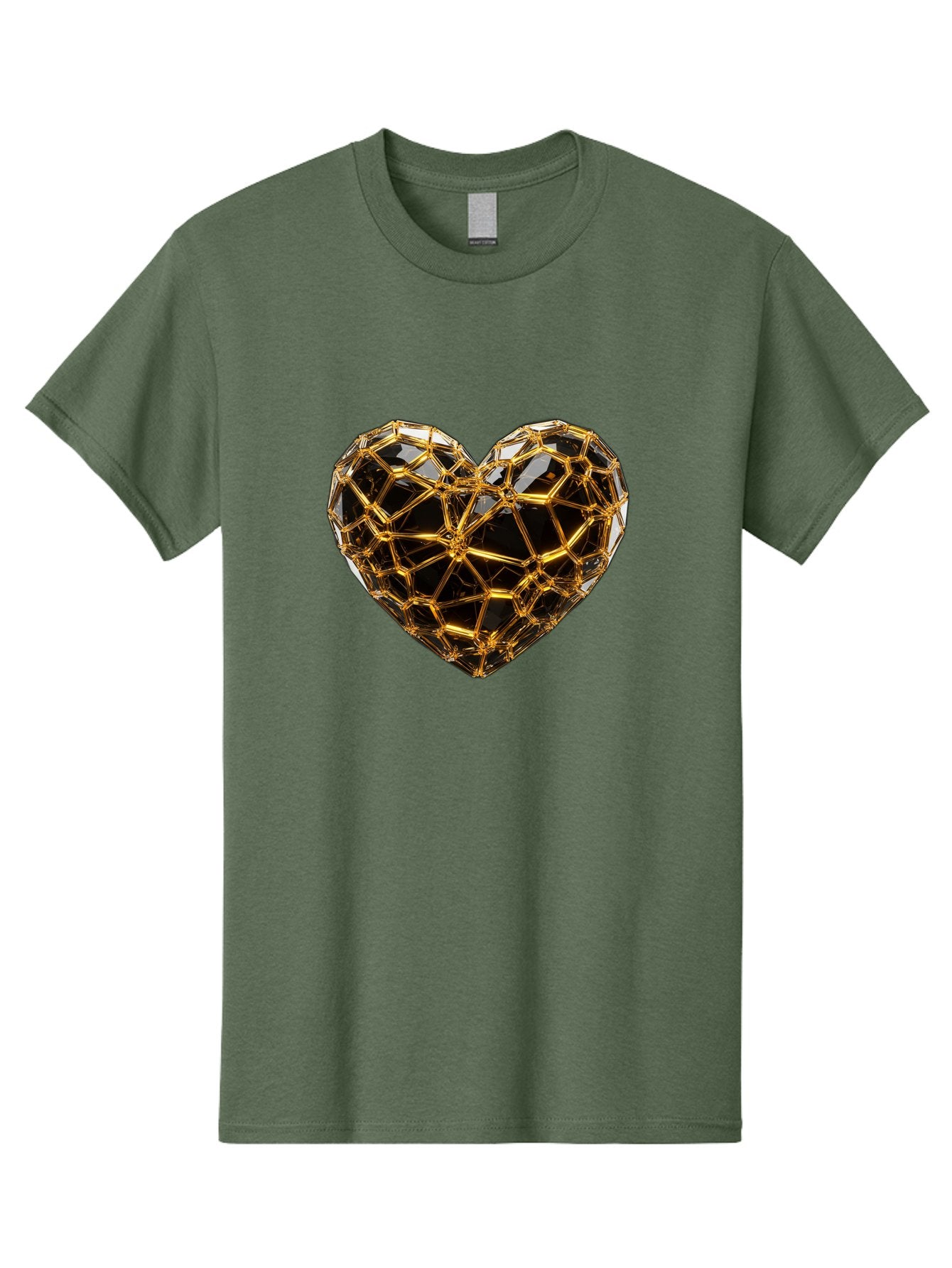 Golden-Heart Men'S Graphic Tee, 100% Cotton, Comfortable Casual Summer Wear, Machine Washable, Golden Heart, 3D Heart, Geometric Pattern, Luxury Design, Valentines Day, Love Symbol, Abstract Art, Modern Decoration, Gold Texture Bae025 13
