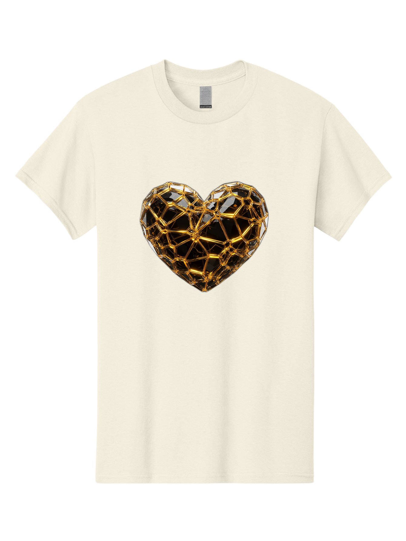 Golden-Heart Men'S Graphic Tee, 100% Cotton, Comfortable Casual Summer Wear, Machine Washable, Golden Heart, 3D Heart, Geometric Pattern, Luxury Design, Valentines Day, Love Symbol, Abstract Art, Modern Decoration, Gold Texture Bae025 8