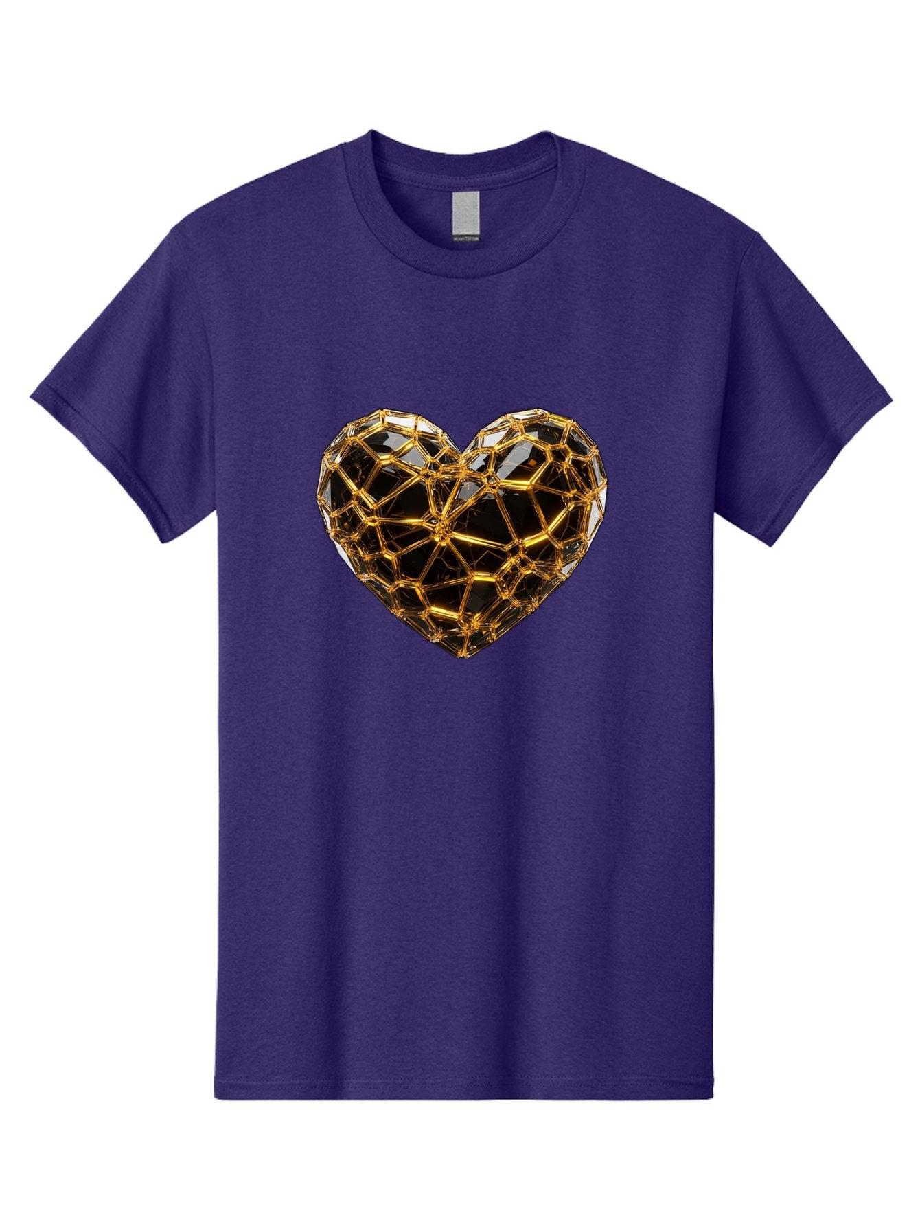 Golden-Heart Men'S Graphic Tee, 100% Cotton, Comfortable Casual Summer Wear, Machine Washable, Golden Heart, 3D Heart, Geometric Pattern, Luxury Design, Valentines Day, Love Symbol, Abstract Art, Modern Decoration, Gold Texture Bae025 7