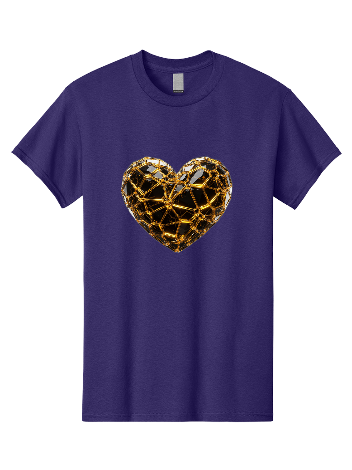 Golden-Heart Men'S Graphic Tee, 100% Cotton, Comfortable Casual Summer Wear, Machine Washable, Golden Heart, 3D Heart, Geometric Pattern, Luxury Design, Valentines Day, Love Symbol, Abstract Art, Modern Decoration, Gold Texture Bae025 13