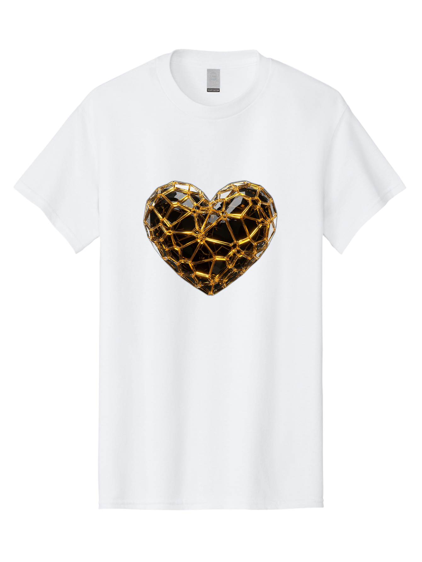 Golden-Heart Men'S Graphic Tee, 100% Cotton, Comfortable Casual Summer Wear, Machine Washable, Golden Heart, 3D Heart, Geometric Pattern, Luxury Design, Valentines Day, Love Symbol, Abstract Art, Modern Decoration, Gold Texture Bae025 6