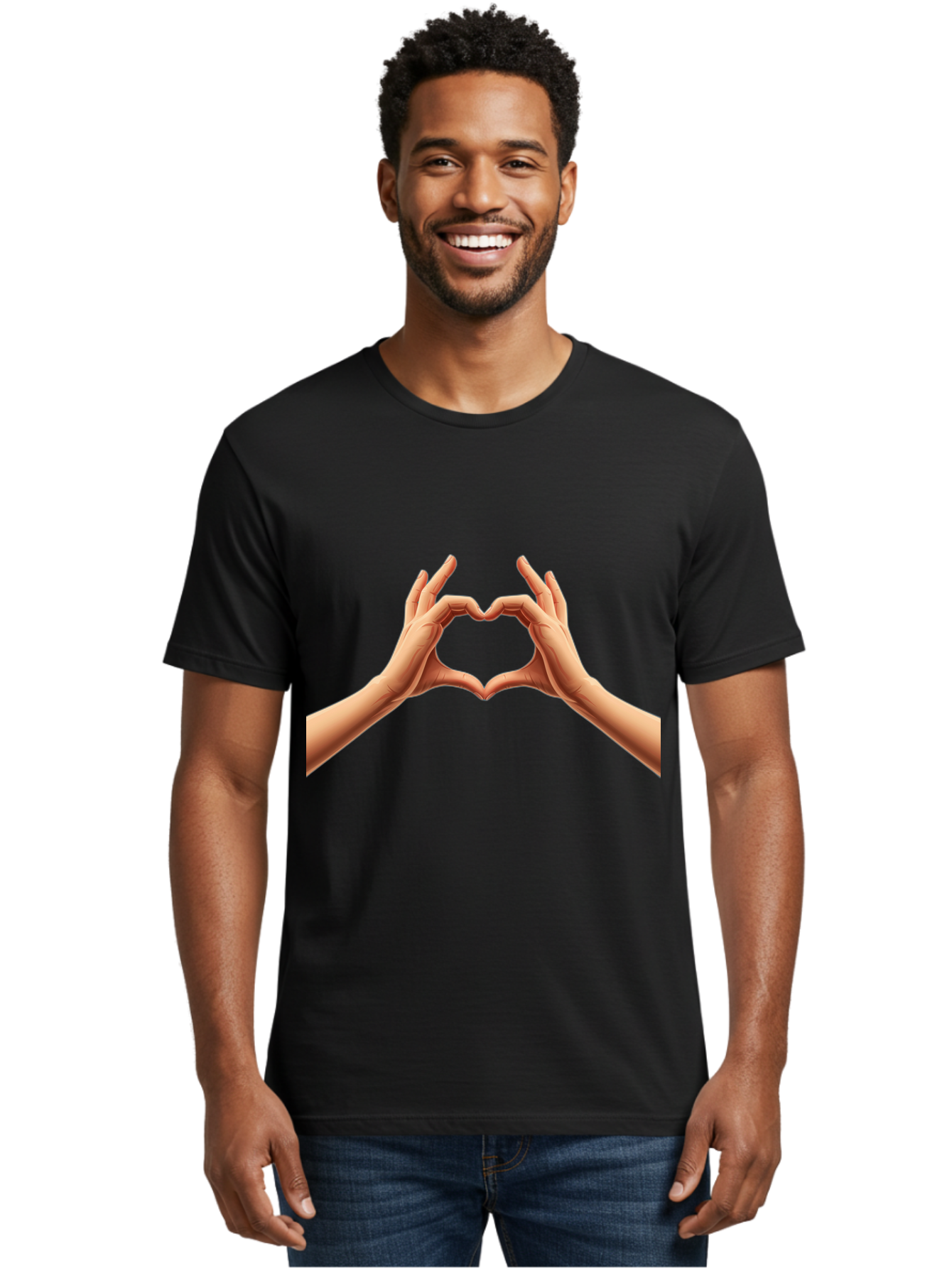 Hands-Forming-Heart Men'S Graphic Tee, 100% Cotton, Comfortable Casual Summer Wear, Machine Washable, Hands Forming A Heart, Love Symbol, Heart Gesture, Affection, Tenderness, Care, Kindness, Charity, Volunteer Work, Donation Bae027 18