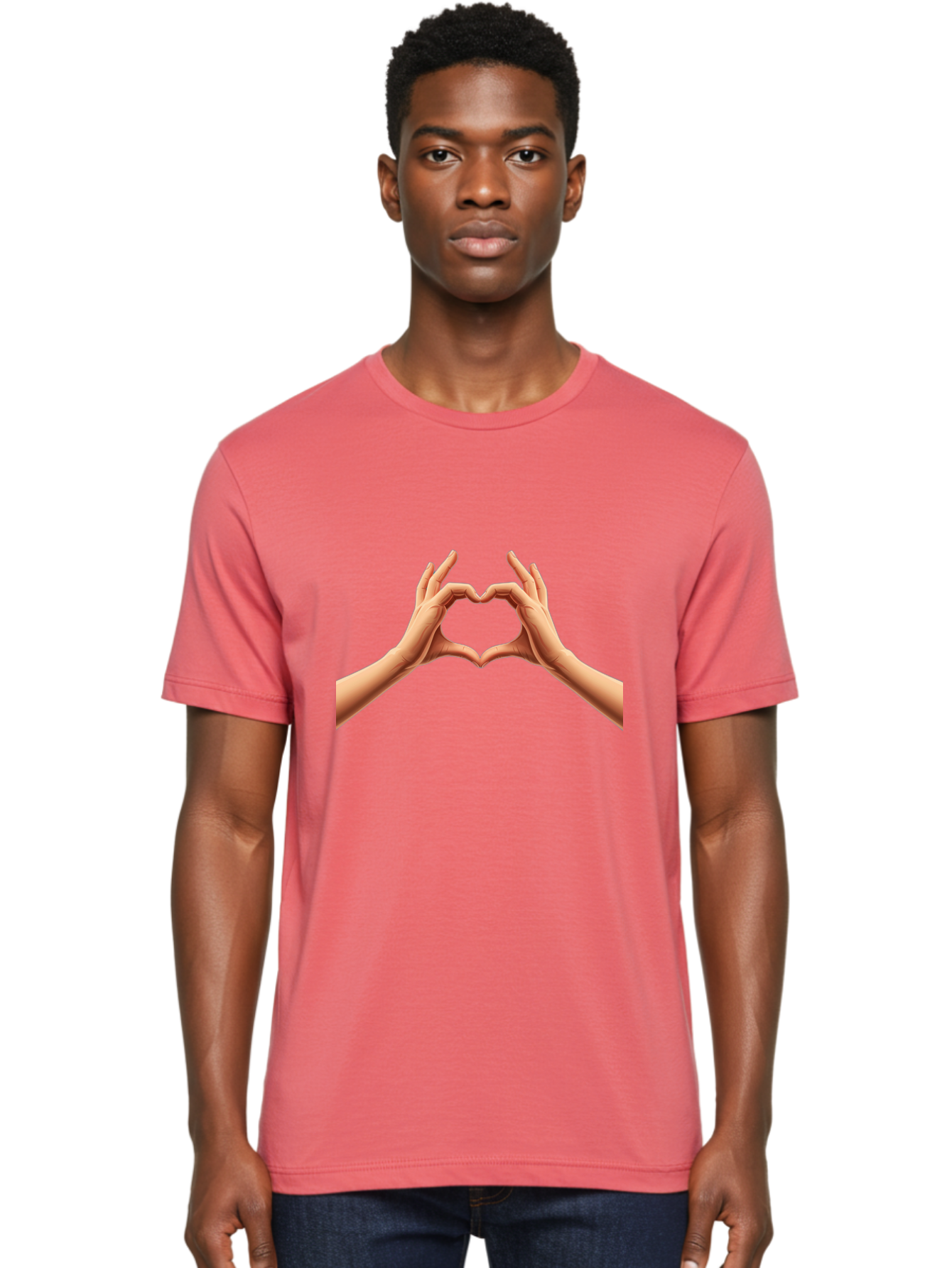 Hands-Forming-Heart Men'S Graphic Tee, 100% Cotton, Comfortable Casual Summer Wear, Machine Washable, Hands Forming A Heart, Love Symbol, Heart Gesture, Affection, Tenderness, Care, Kindness, Charity, Volunteer Work, Donation Bae027 29