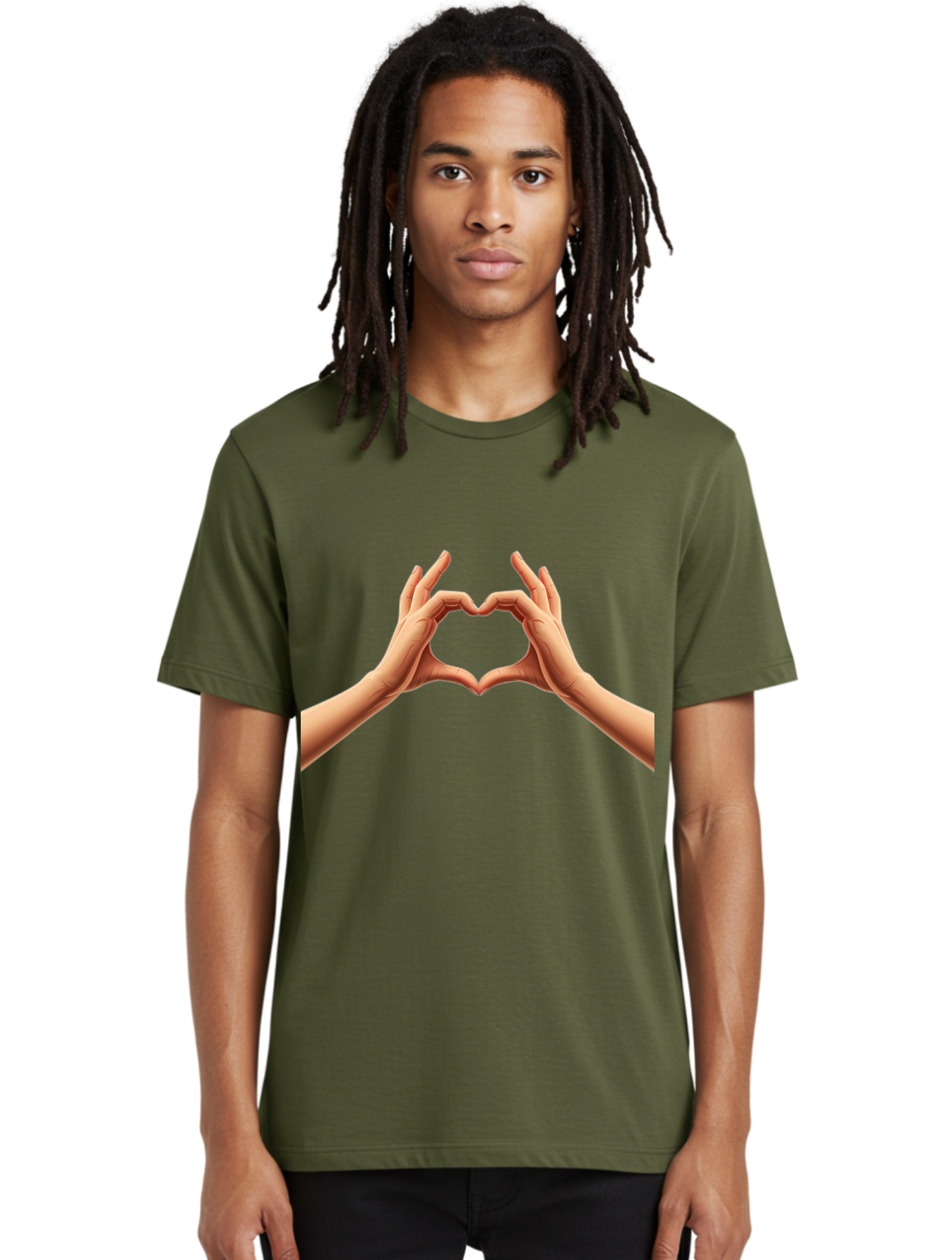 Hands-Forming-Heart Men'S Graphic Tee, 100% Cotton, Comfortable Casual Summer Wear, Machine Washable, Hands Forming A Heart, Love Symbol, Heart Gesture, Affection, Tenderness, Care, Kindness, Charity, Volunteer Work, Donation Bae027 25