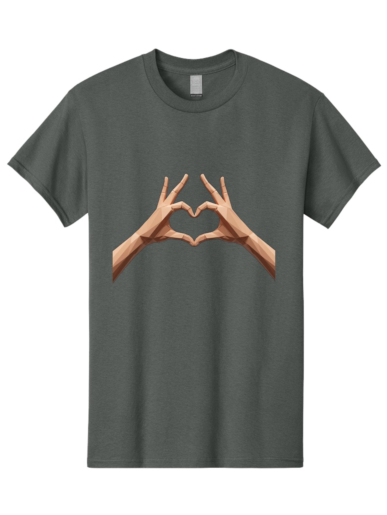Hands-Heart-Gesture Men'S Graphic Tee, 100% Cotton, Comfortable Casual Summer Wear, Machine Washable, Low Poly Hands, Heart Shape, Love Symbol, 3D Art, Geometric Design, Affectionate Gesture, Digital Illustration, Heart Hands Bae028 13
