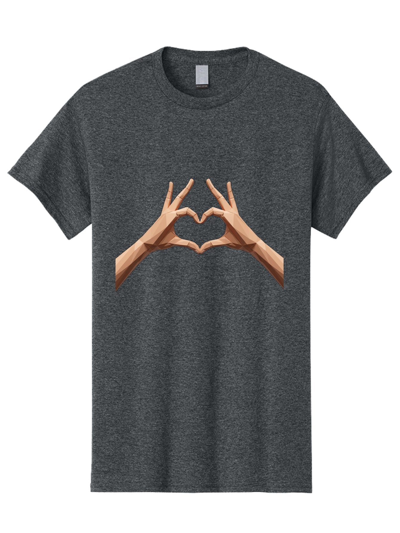 Hands-Heart-Gesture Men'S Graphic Tee, 100% Cotton, Comfortable Casual Summer Wear, Machine Washable, Low Poly Hands, Heart Shape, Love Symbol, 3D Art, Geometric Design, Affectionate Gesture, Digital Illustration, Heart Hands Bae028 5