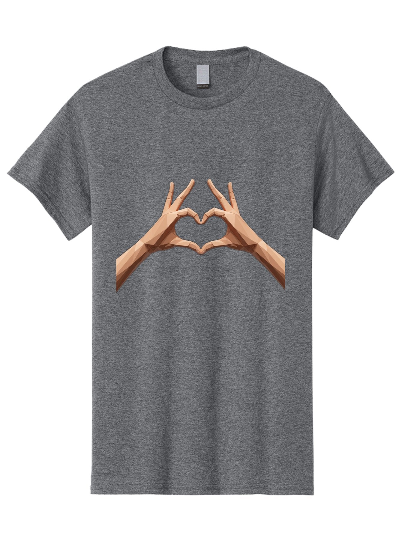 Hands-Heart-Gesture Men'S Graphic Tee, 100% Cotton, Comfortable Casual Summer Wear, Machine Washable, Low Poly Hands, Heart Shape, Love Symbol, 3D Art, Geometric Design, Affectionate Gesture, Digital Illustration, Heart Hands Bae028 9