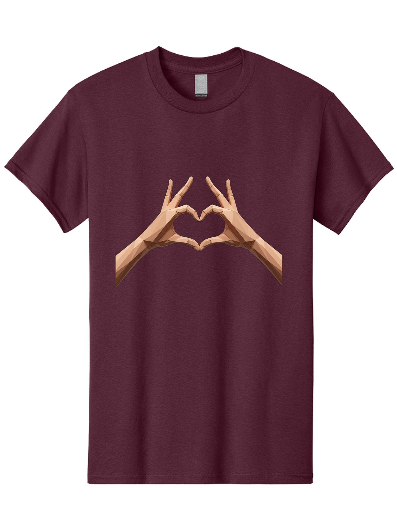 Hands-Heart-Gesture Men'S Graphic Tee, 100% Cotton, Comfortable Casual Summer Wear, Machine Washable, Low Poly Hands, Heart Shape, Love Symbol, 3D Art, Geometric Design, Affectionate Gesture, Digital Illustration, Heart Hands Bae028 6