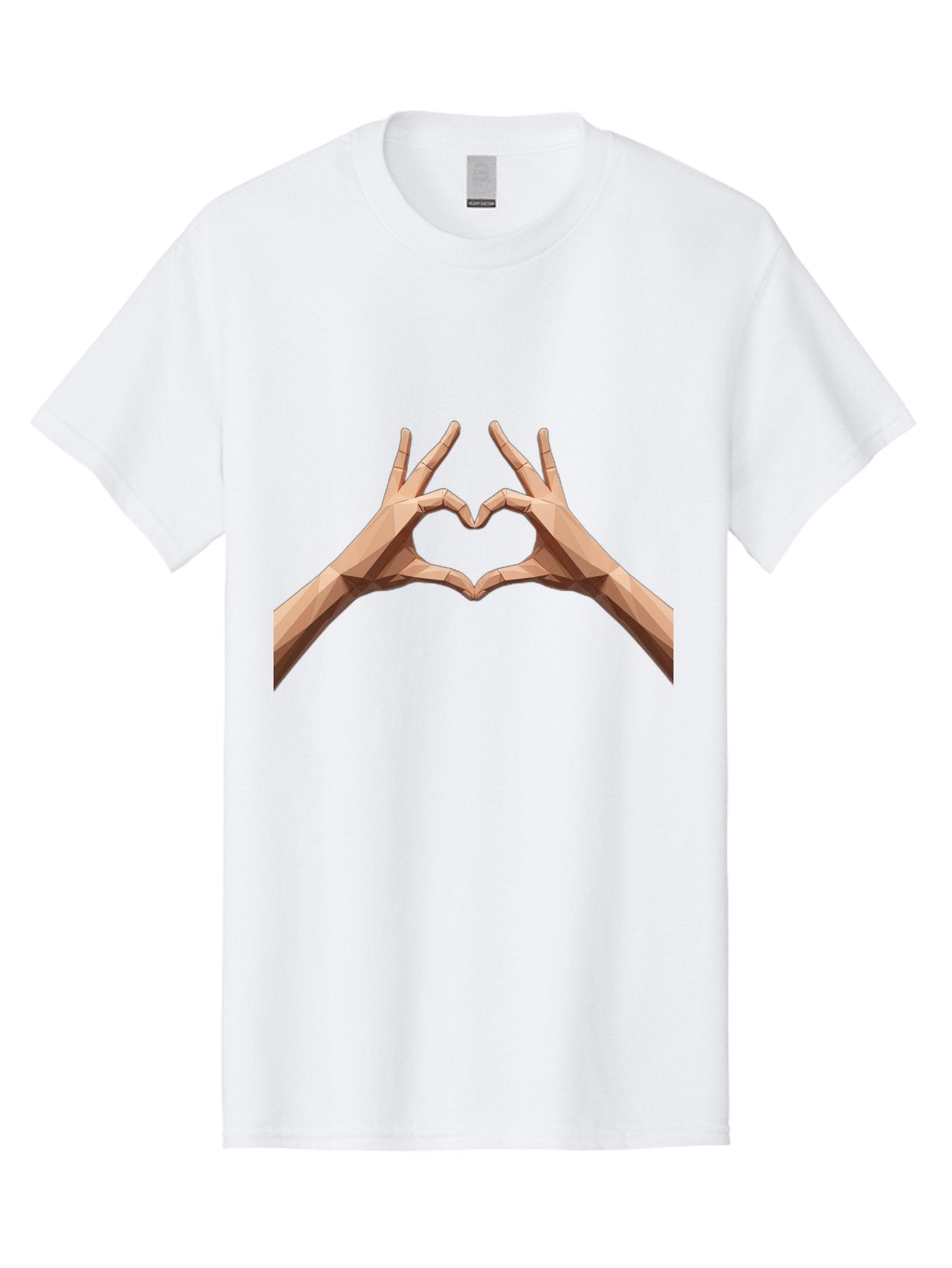 Hands-Heart-Gesture Men'S Graphic Tee, 100% Cotton, Comfortable Casual Summer Wear, Machine Washable, Low Poly Hands, Heart Shape, Love Symbol, 3D Art, Geometric Design, Affectionate Gesture, Digital Illustration, Heart Hands Bae028 11