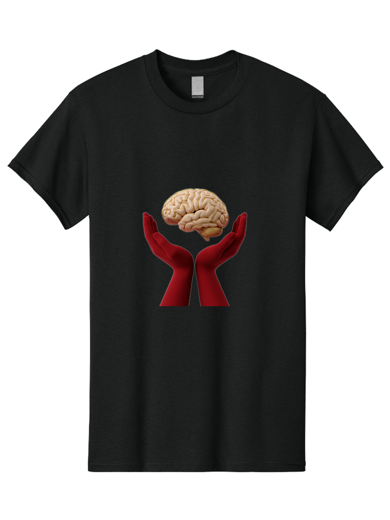 Hands-Holding-Brain-1 Men'S Graphic Tee, 100% Cotton, Comfortable Casual Summer Wear, Machine Washable, Human Brain, Hands Holding Brain, Cognitive Function, Neuroscience, Human Anatomy, Red Gloves, Realistic Brain Model, Medical Illustration, Bae029 11